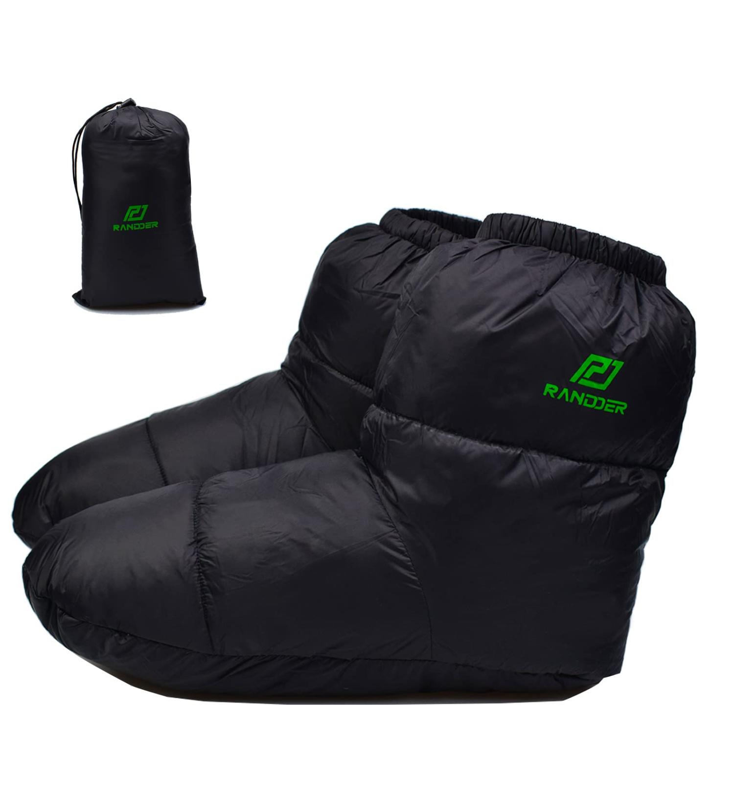 RANDDER Down Booties - Ultralight Warm Socks for Camp Backpacking - Cozy Sleeping Bag Slippers for Men & Women - Black Large - Buy Online on SooperMarket.com