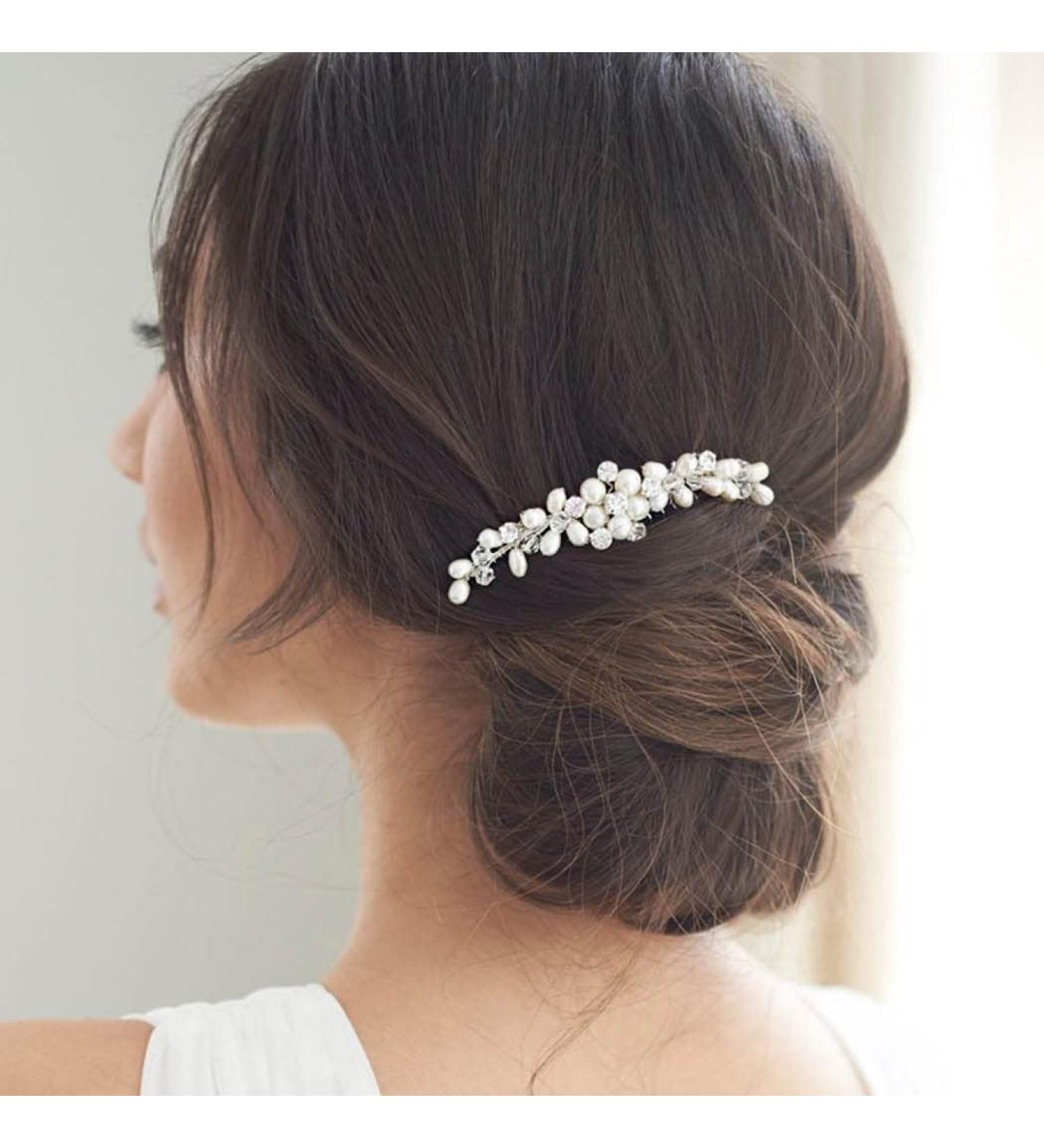 Brishow Crystal Bride Wedding Hair Comb - Pearl Bridal Hair Accessories (Silver) - Buy Online on SooperMarket.com