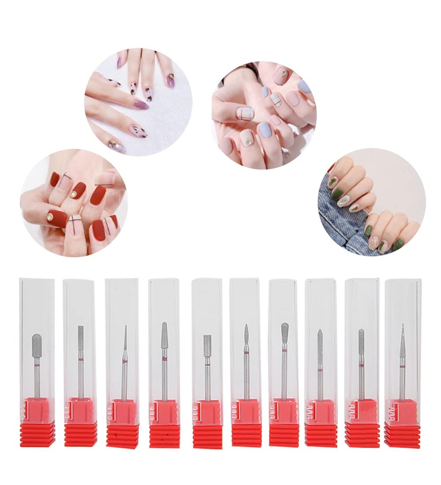 NAROOTE Nail Drill Bit Set 10Pcs Nail Drill Bits Nail Polishing Burr Manicure Pedicure Accessory Tool Set(F11-F20) - Buy Online on SooperMarket.com