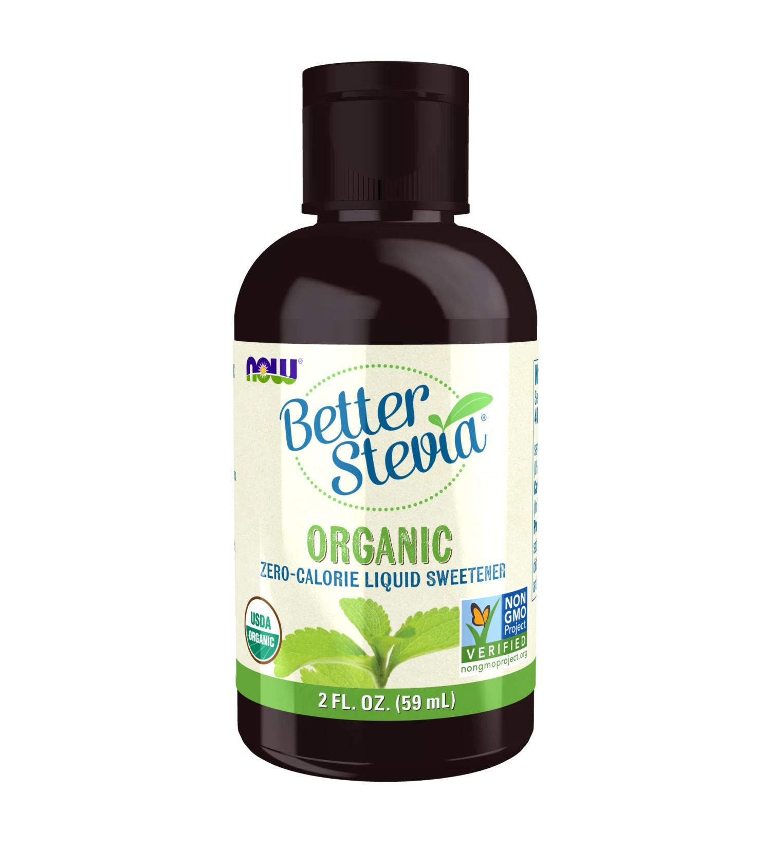 Now Foods Organic Better Stevia Zero-Calorie Liquid Sweetener - 2 fl oz (60 ml) | Natural Sugar Substitute - Buy Online on SooperMarket.com