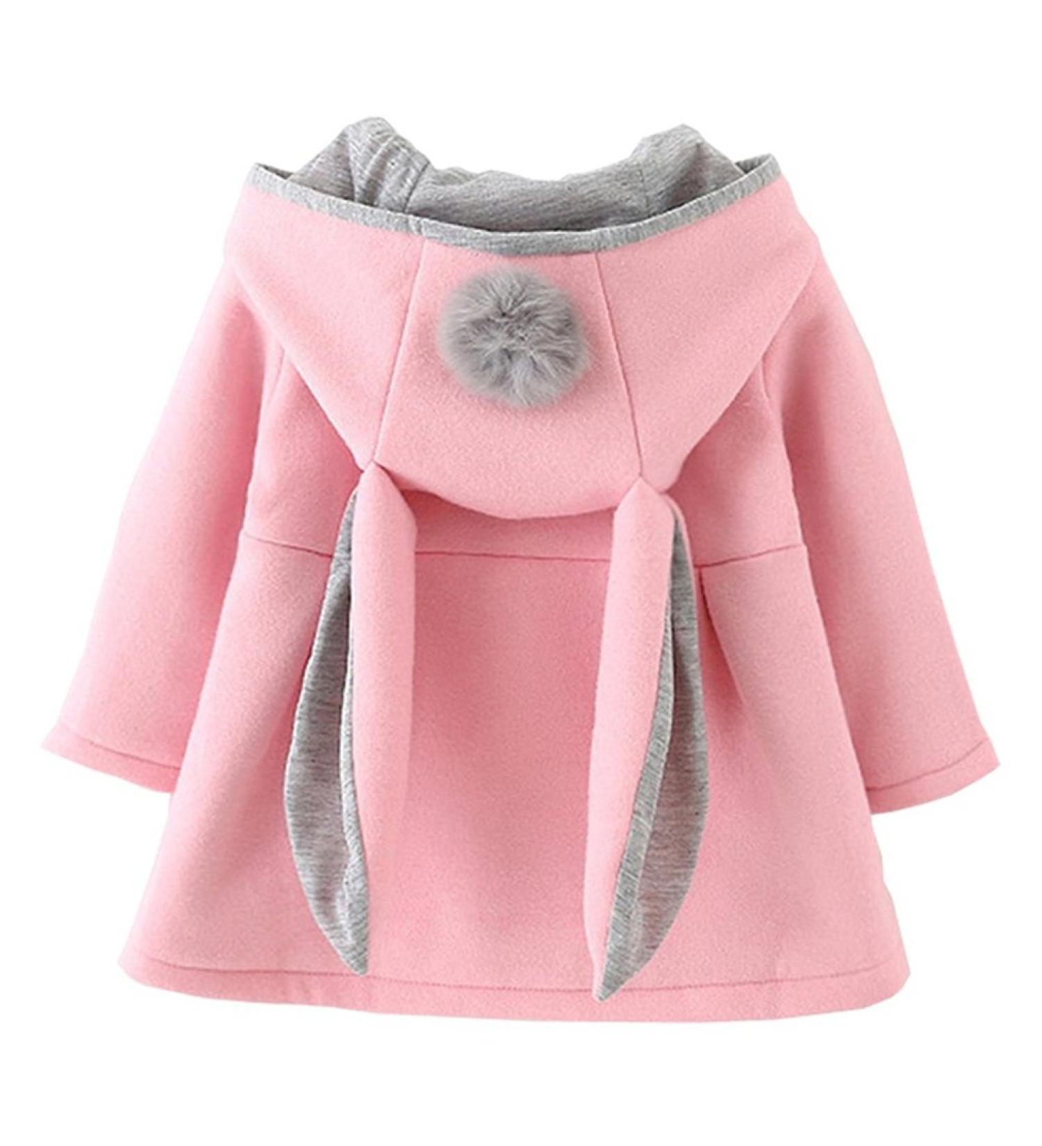 TMEOG Baby Girls Rabbit Ears Cloak Hooded Winter Coat - Pink (9-12 Months) - Buy Online on SooperMarket.com