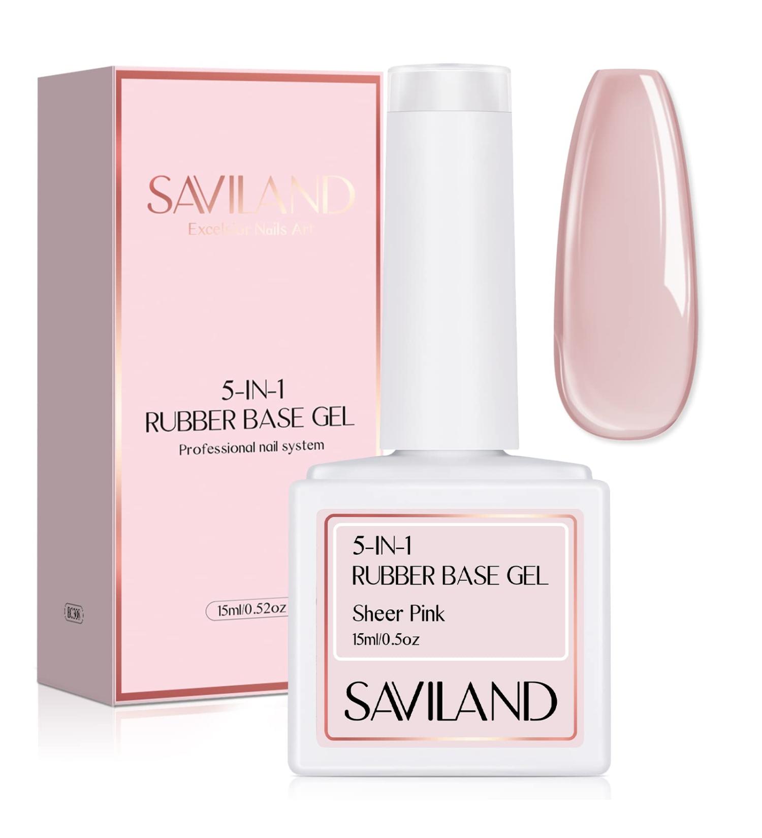Saviland 5-In-1 Sheer Pink Rubber Base Gel Nail Polish - Strengthener for Starters & Professionals - Home DIY - Buy Online on SooperMarket.com