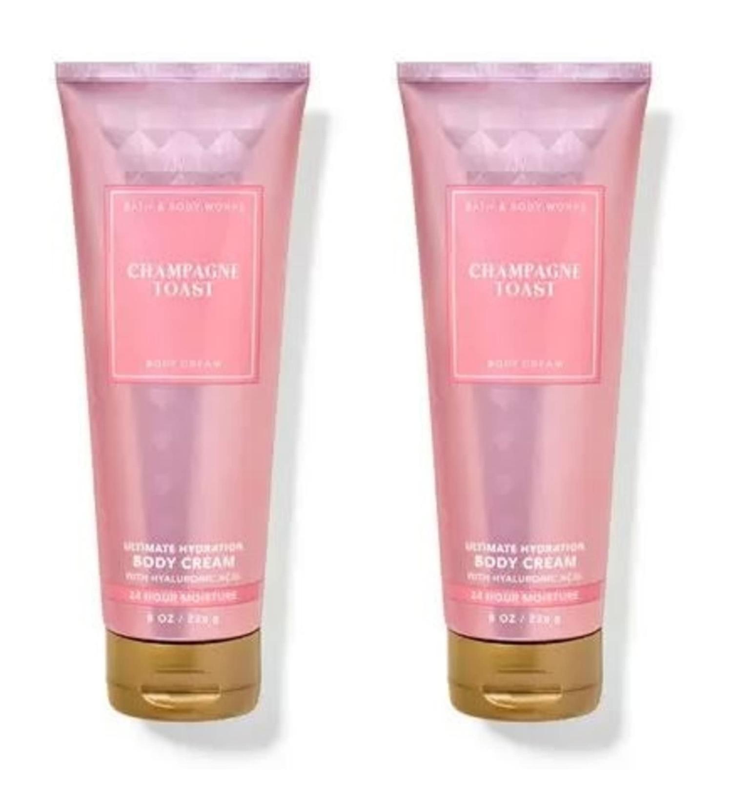 Bath and Body Works Gift Set of of 2 - 8 oz Body Cream - (Champagne Toast) 2 Ounce
