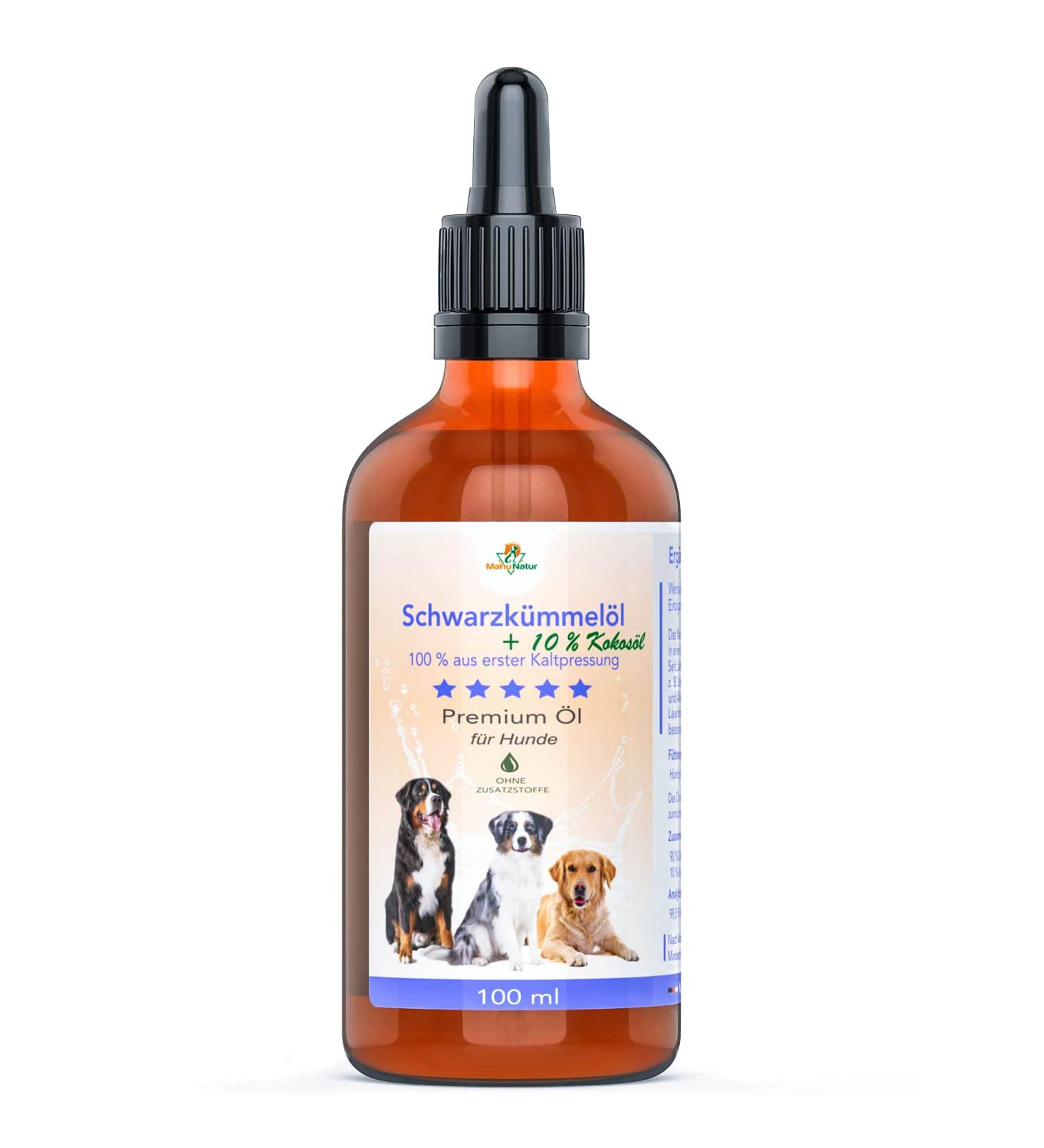MAHU Natur Black Cumin Oil for Dogs - 100ml Unfiltered with 10% Coconut Oil | Sustainable Glass Bottle & Pipette - Optimal Health Booster - Buy Online on SooperMarket.com