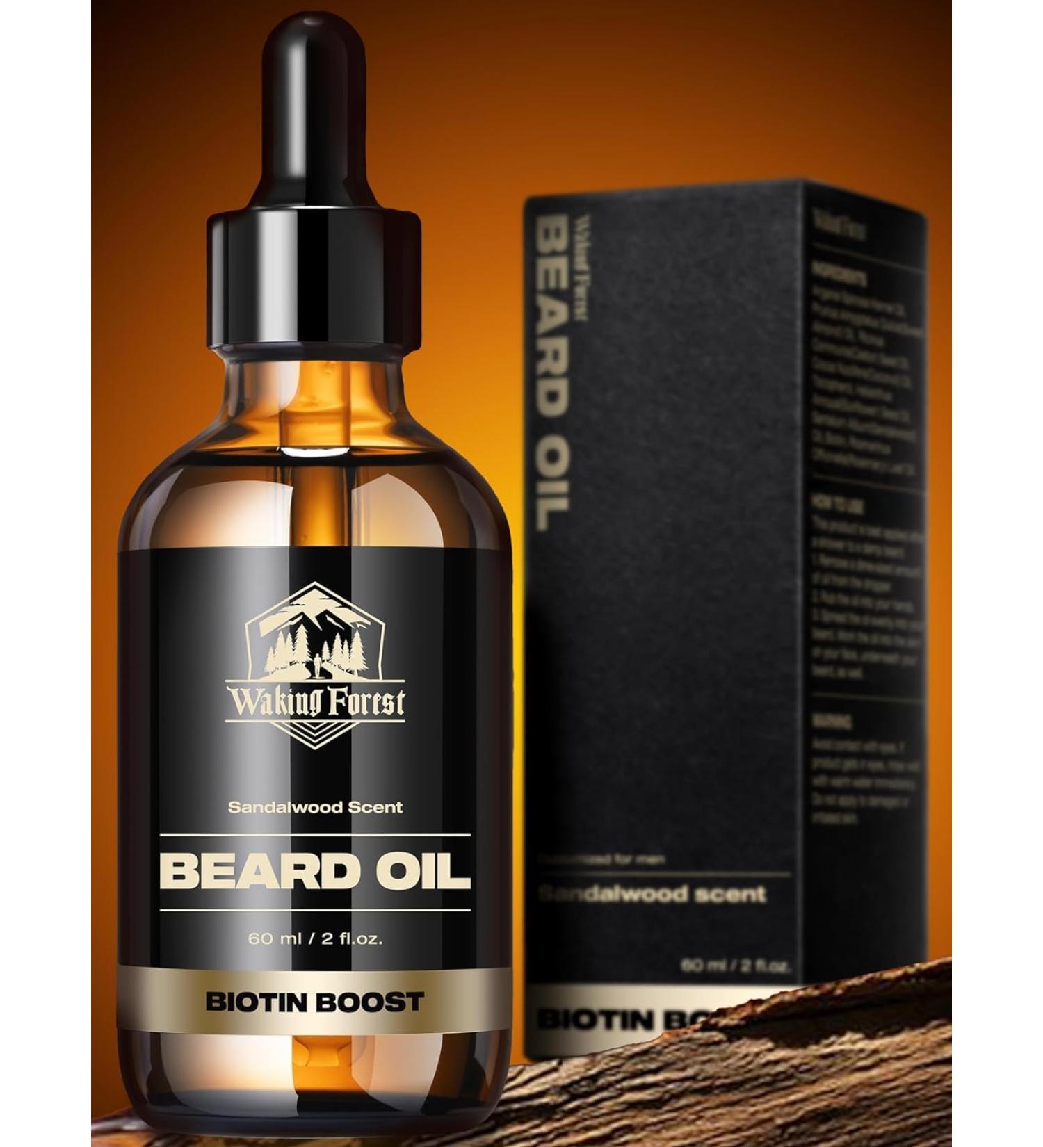 Biotin Beard Oil for Men - 2oz Sandalwood Scent | Promotes Beard Growth & Nourishment - Buy Online on SooperMarket.com
