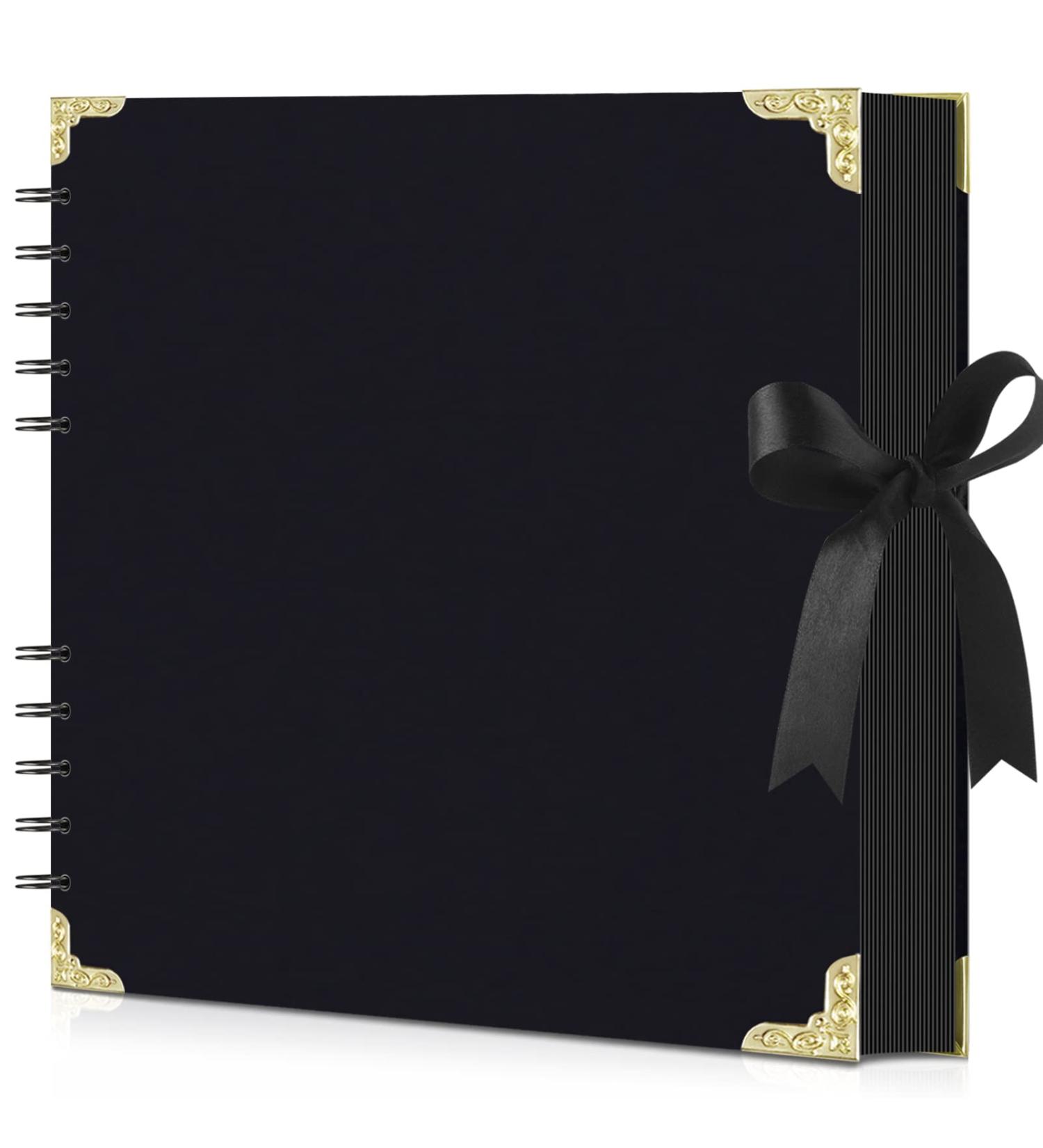 10x10 Inch DIY Scrapbook Album Black Hardcover Kraft 80 Pages - Family, Wedding, Anniversary, Baby First Memories - Black Paper Scrapbooking Album - Buy Online on SooperMarket.com