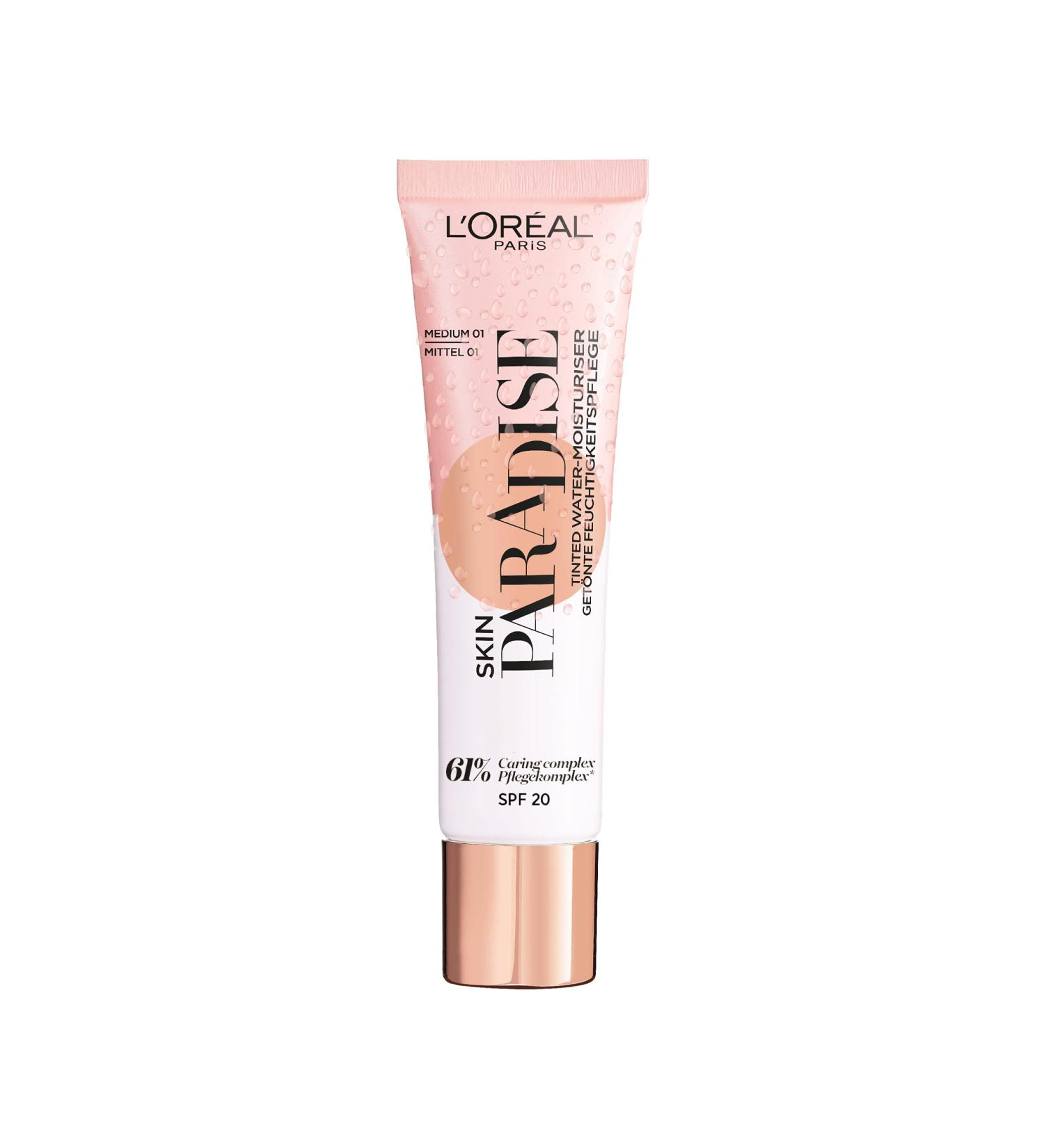 L'Or al Paris Tinted Day Cream - Light Coverage BB Cream Moisturizing Skin Paradise No. 01 Medium 30 ml - International Shipping Available - Buy Online on SooperMarket.com