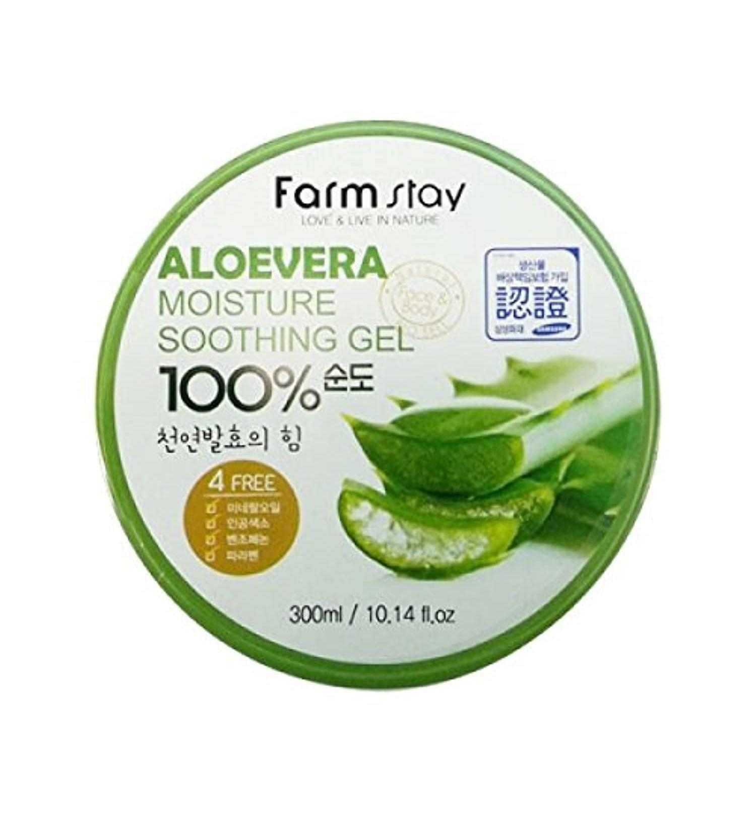 Farm Stay Aloe Vera Moisture Soothing Gel 300ml - 100% Aloe Vera for Dry Skin - Facial Treatment Gel for Men and Women - Moisturizing and Day Care Solution - Buy Online on SooperMarket.com