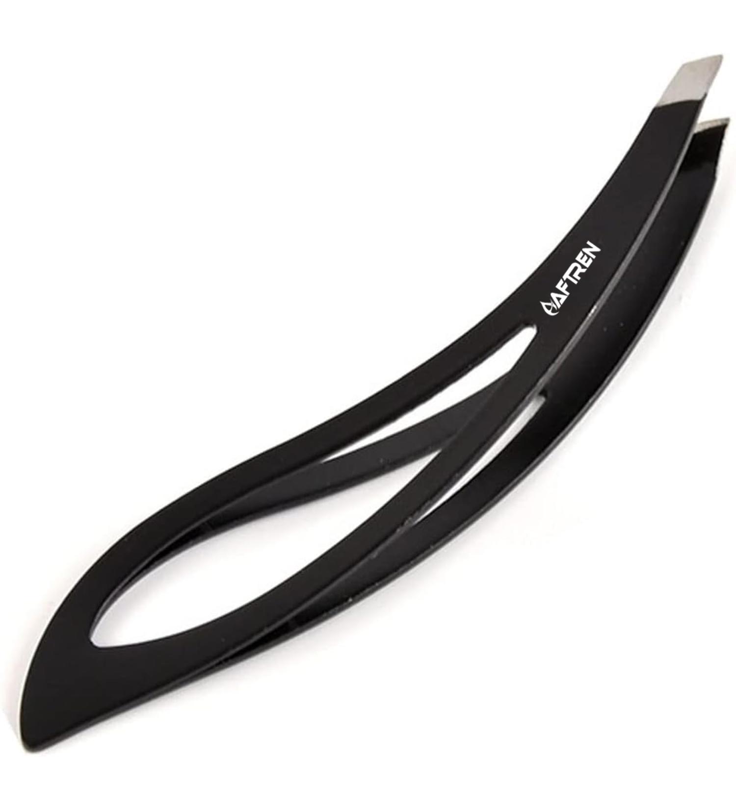 Wide Grip Slant Tweezers - German Stainless Steel - Hand-Filed Slanted Tips for Ultra-Precision - Tweezers for Eyebrows and Nose/Ear/Facial Hair - Professional Grade (Black) - Buy Online on SooperMarket.com
