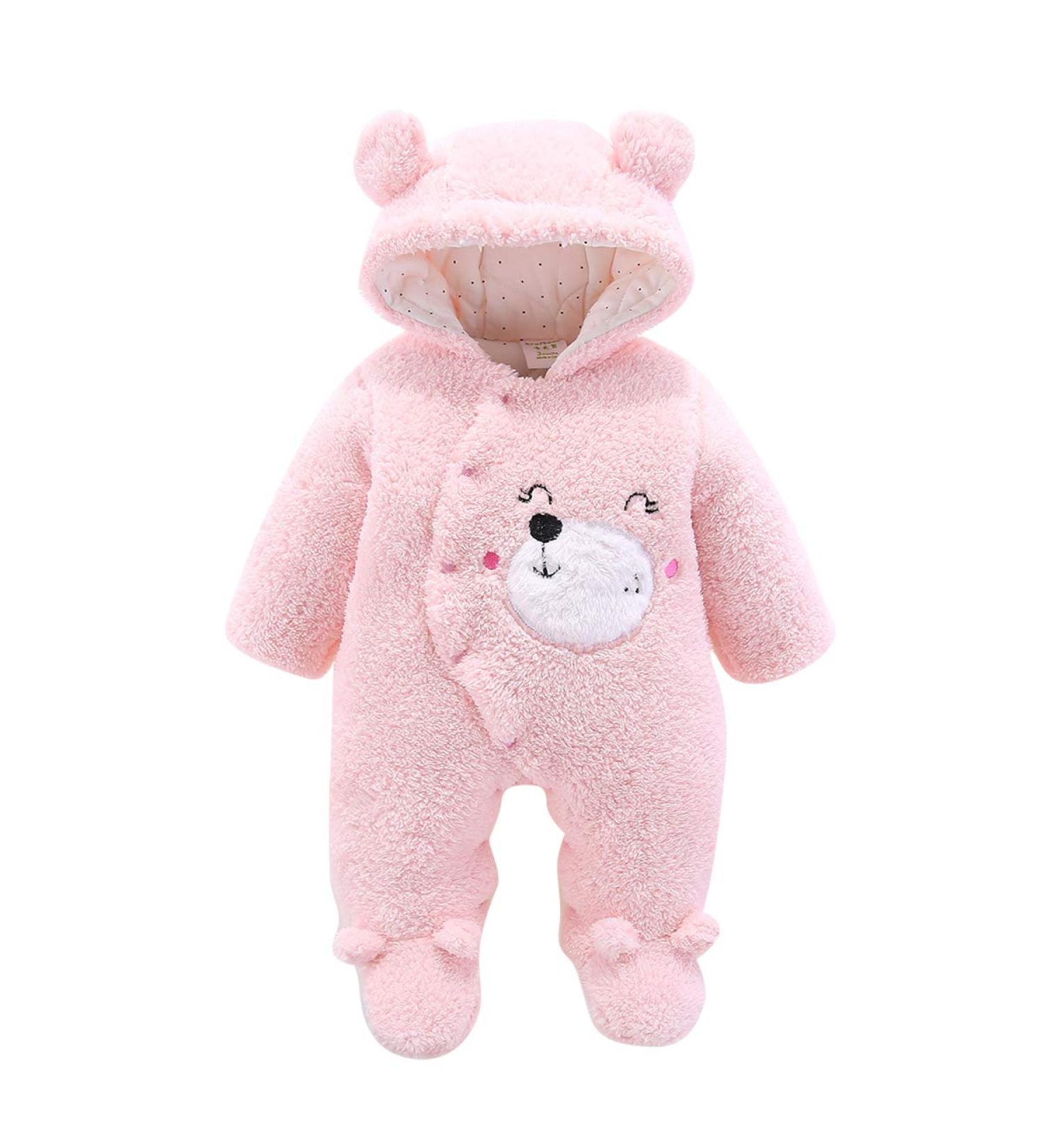Newborn Cartoon Bear Snowsuit | Baby Winter Coat Romper | Eurobuy Pink 6-9 Months - Buy Online on SooperMarket.com