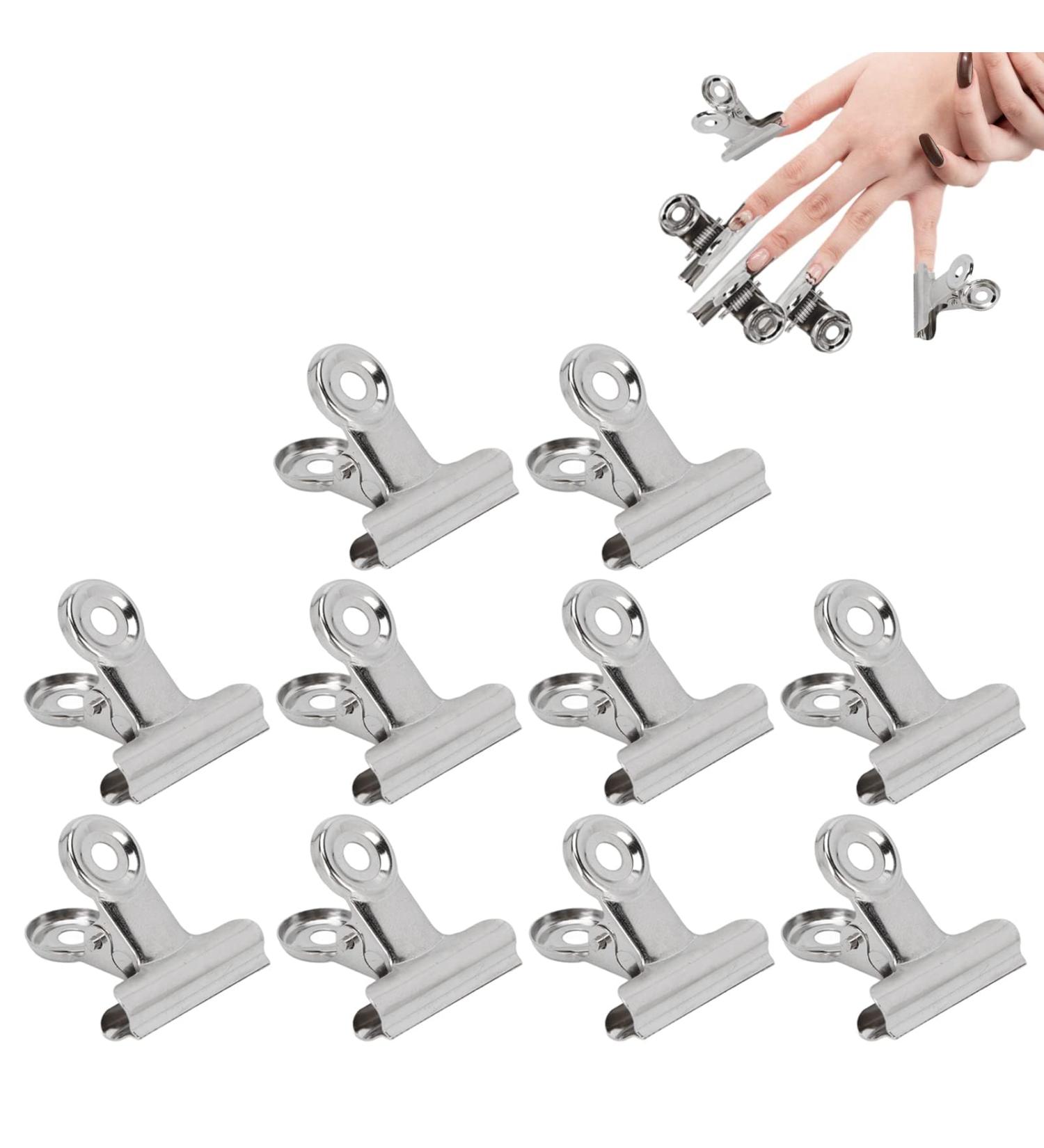 10 Nail Tip Clips for Quick Nail Shape Construction - Metal Nail Extension & Fiberglass Fixation Accessories for Home Salons - Buy Online on SooperMarket.com