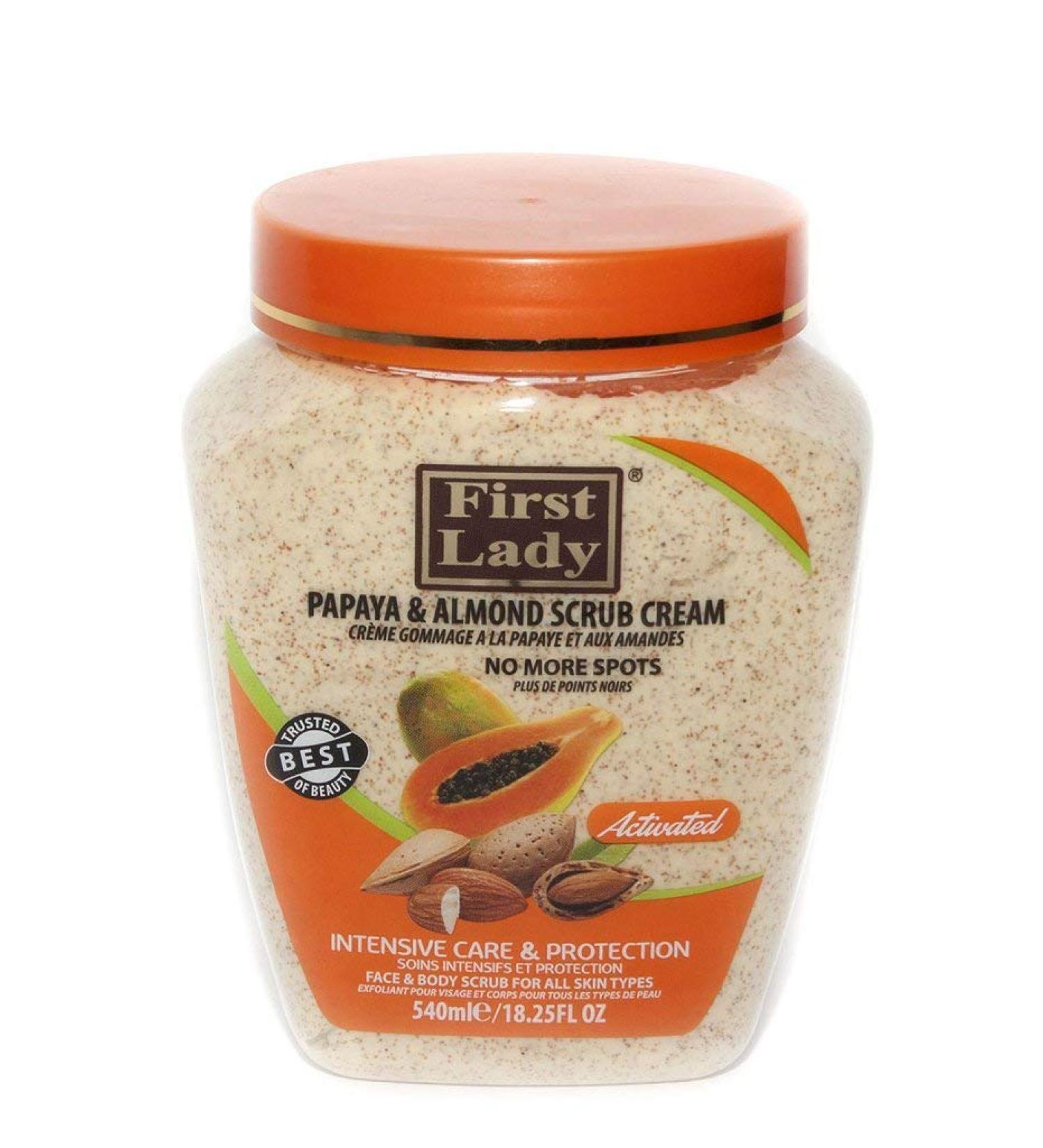 First Lady Activated Papaya & Almond Scrub Cream 540 ml no more stains face & body + First Lady Herbal Hair Oil 30 ml