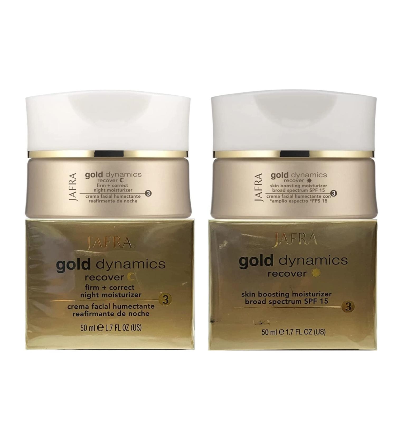Shop JAFRA Gold Dynamics Skin Boosting Moisturizer & Firm + Correct Night Moisturizer - Broad Spectrum SPF 15 for Radiant Skin | International Shipping Available - Buy Online on SooperMarket.com