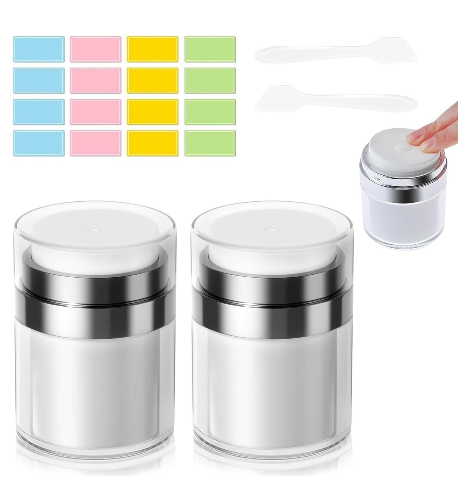 2Pcs 30ml Airless Pump Travel Cream Bottles Set - Refillable Cosmetic Containers for Lotions and Creams - Buy Online on SooperMarket.com