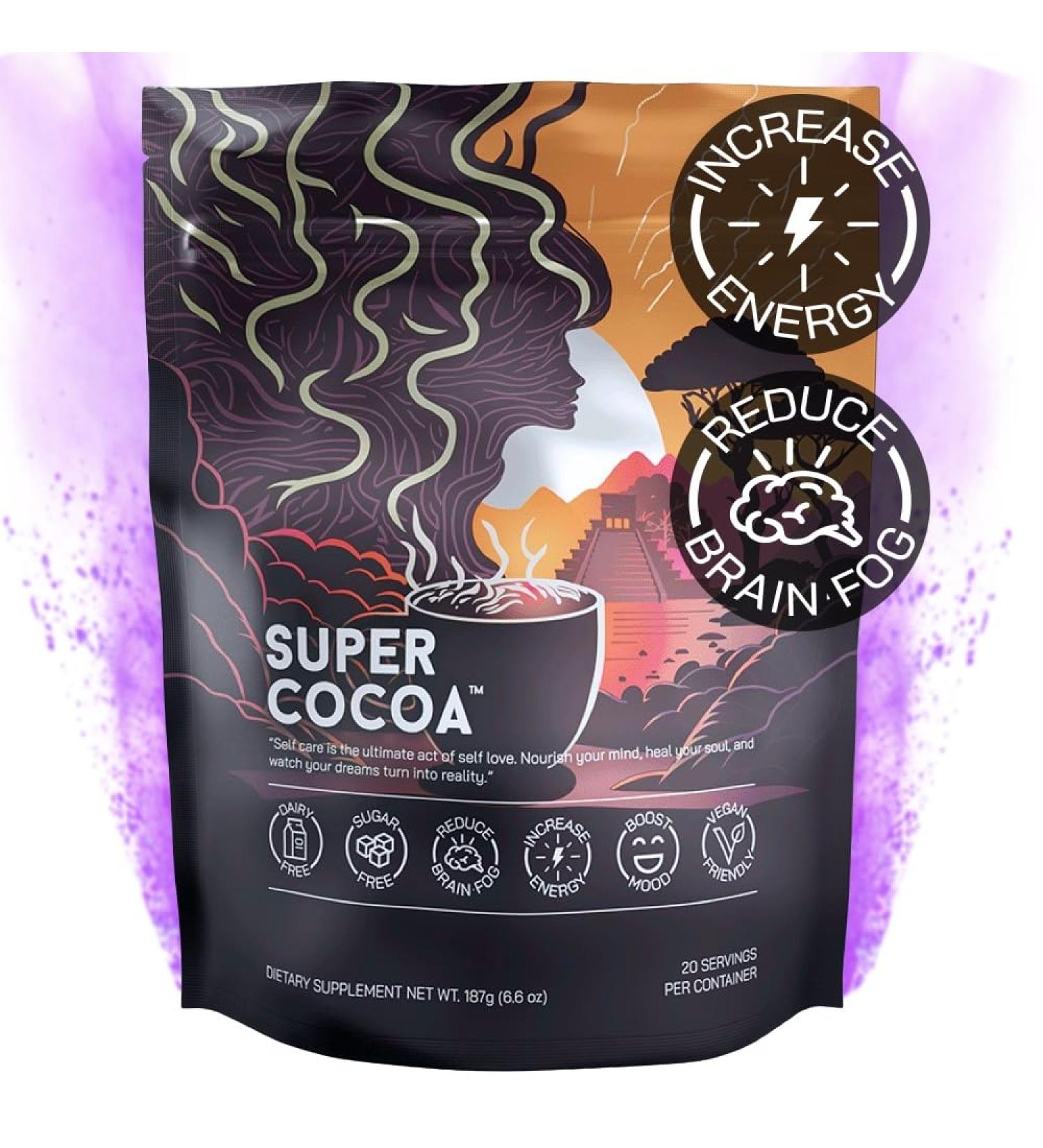 Super Cocoa Coffee Alternative | Nootropics Hot Chocolate Mix for Memory & Focus | Dairy Free Sugar Free Keto Vegan Superfood - Buy Online on SooperMarket.com