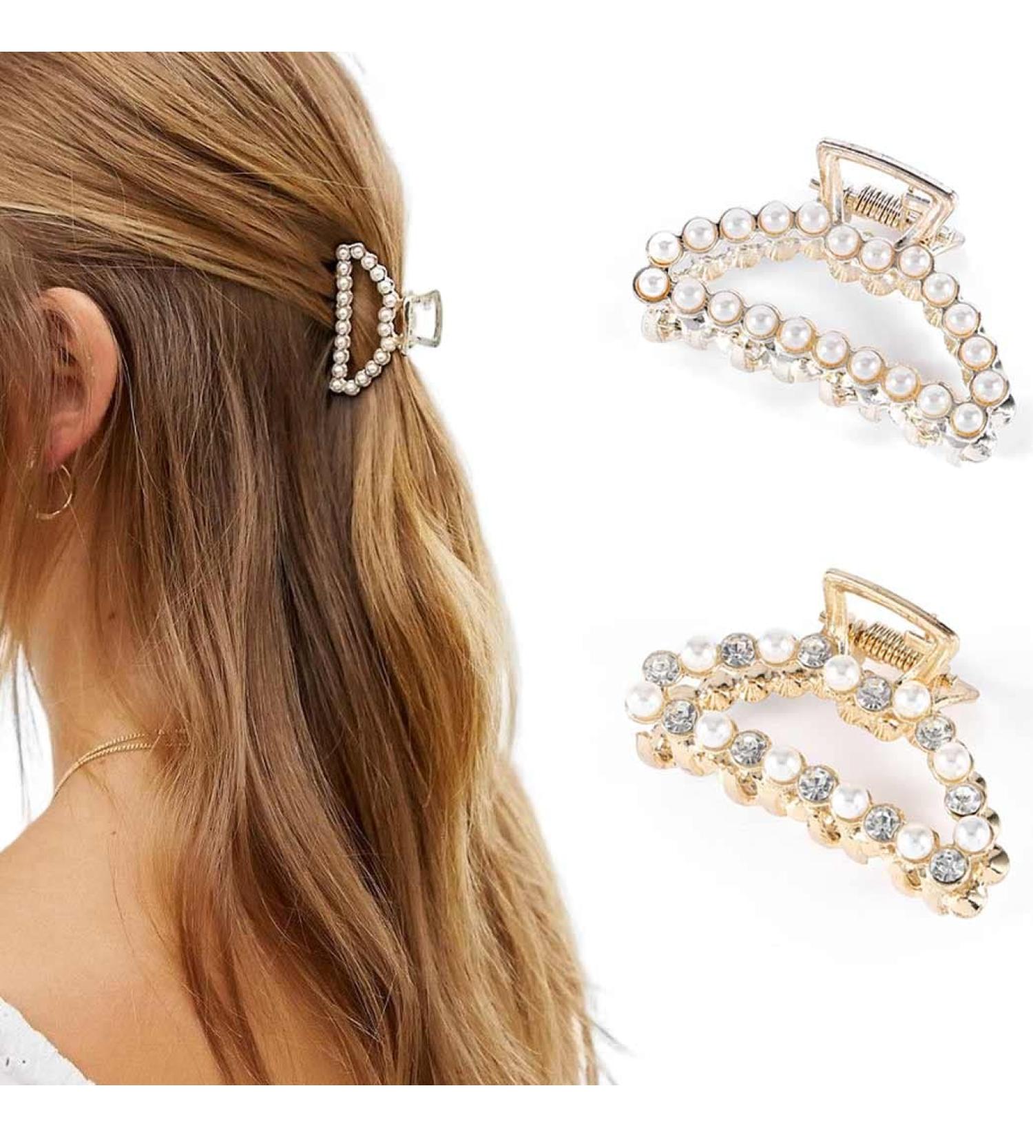 Buy Runmi Pearl & Crystal Hair Clips - Stylish Hair Accessories for Women & Girls (2 Pack) - International Shipping Available - Buy Online on SooperMarket.com