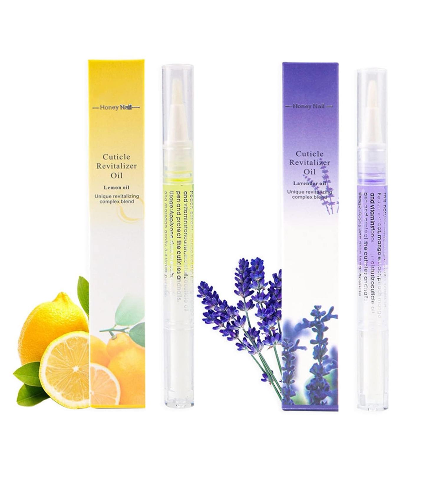 Cuticle Oil Pen Set | Nail Growth Treatment, Strengthener & Protector | For Thin, Damaged Nails | Vitamin E | 2 Scents (Lemon & Lavender) - Buy Online on SooperMarket.com