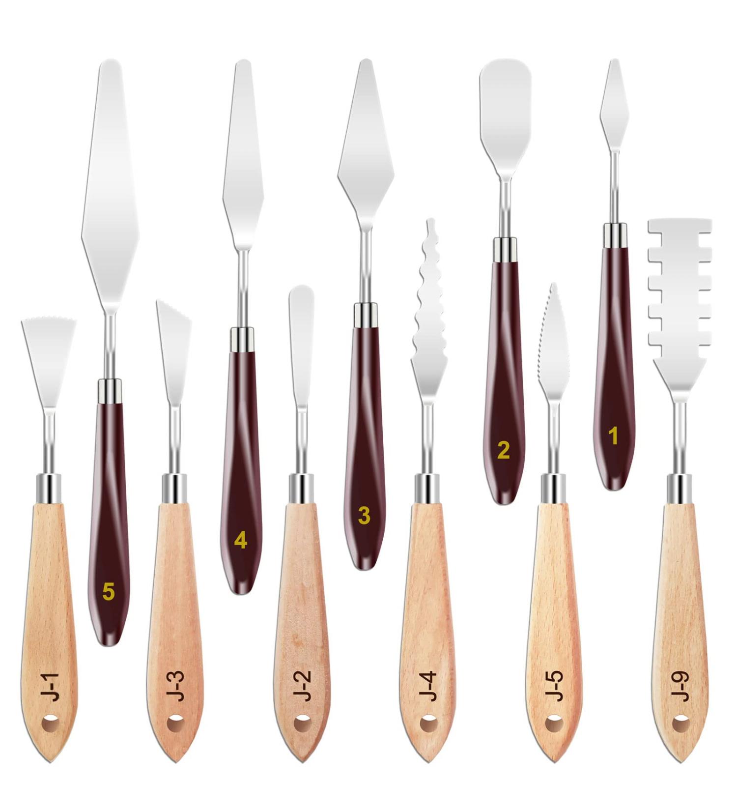 11 Piece Stainless Steel Spatula Palette Knife Set - Professional Painting Knives for Color Mixing, Cake Decorating, and Canvas Acrylic Art - Buy Online on SooperMarket.com