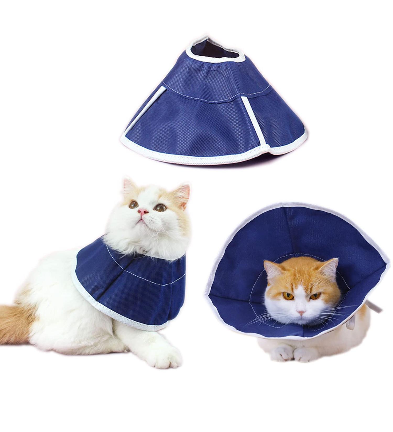 Soft Nonwoven Fabric Cat Cone Collar - Adjustable Recovery Elizabethan Collar for Cats, Kittens, and Puppies - Effective Solution to Stop Licking and Head Scratching - Prevent Infections - Medium Size - Buy Online on SooperMarket.com