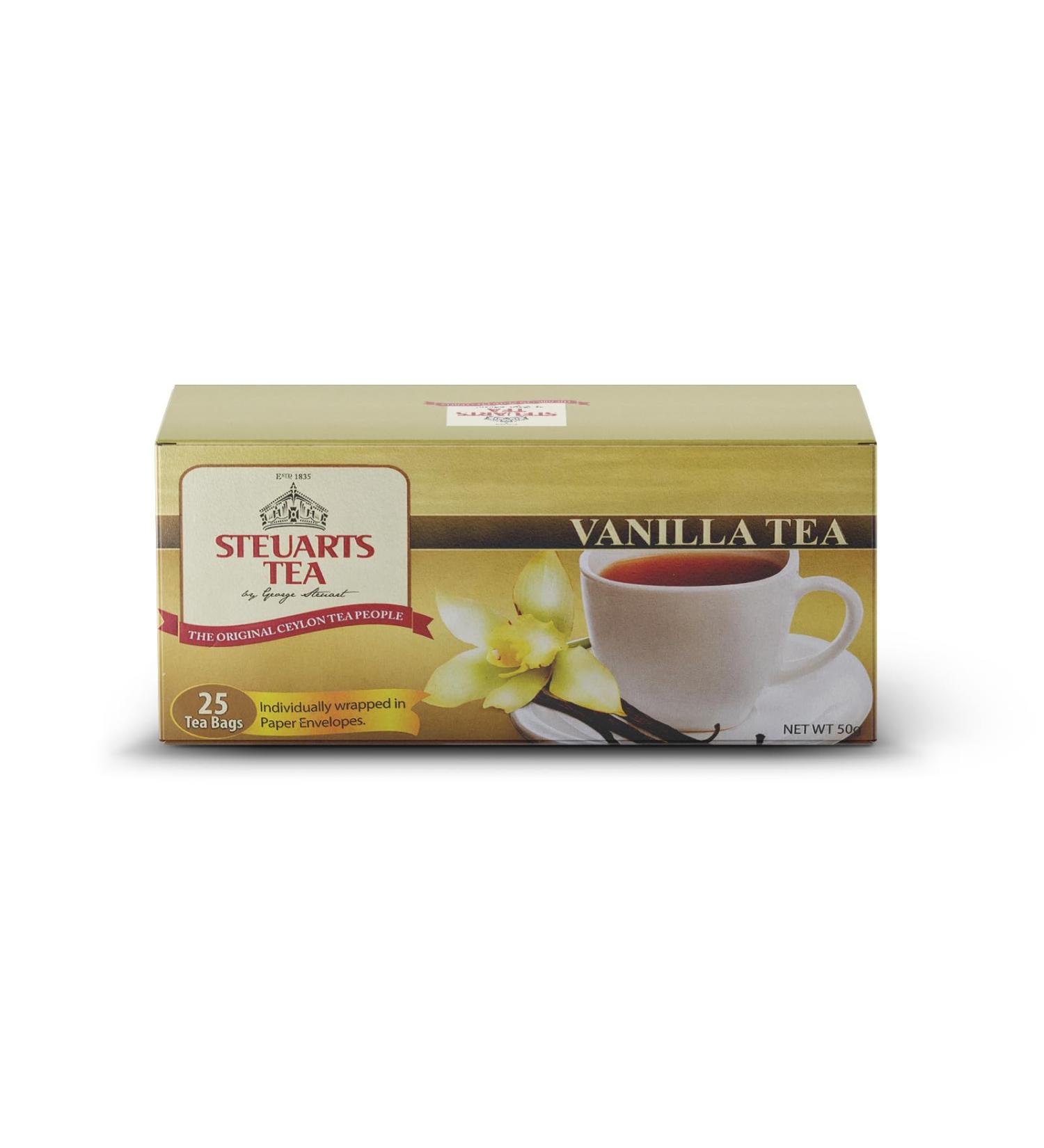 Steuarts Tea - Vanilla Flavoured Ceylon Black Tea bags 25 count 30g - Buy Online on SooperMarket.com