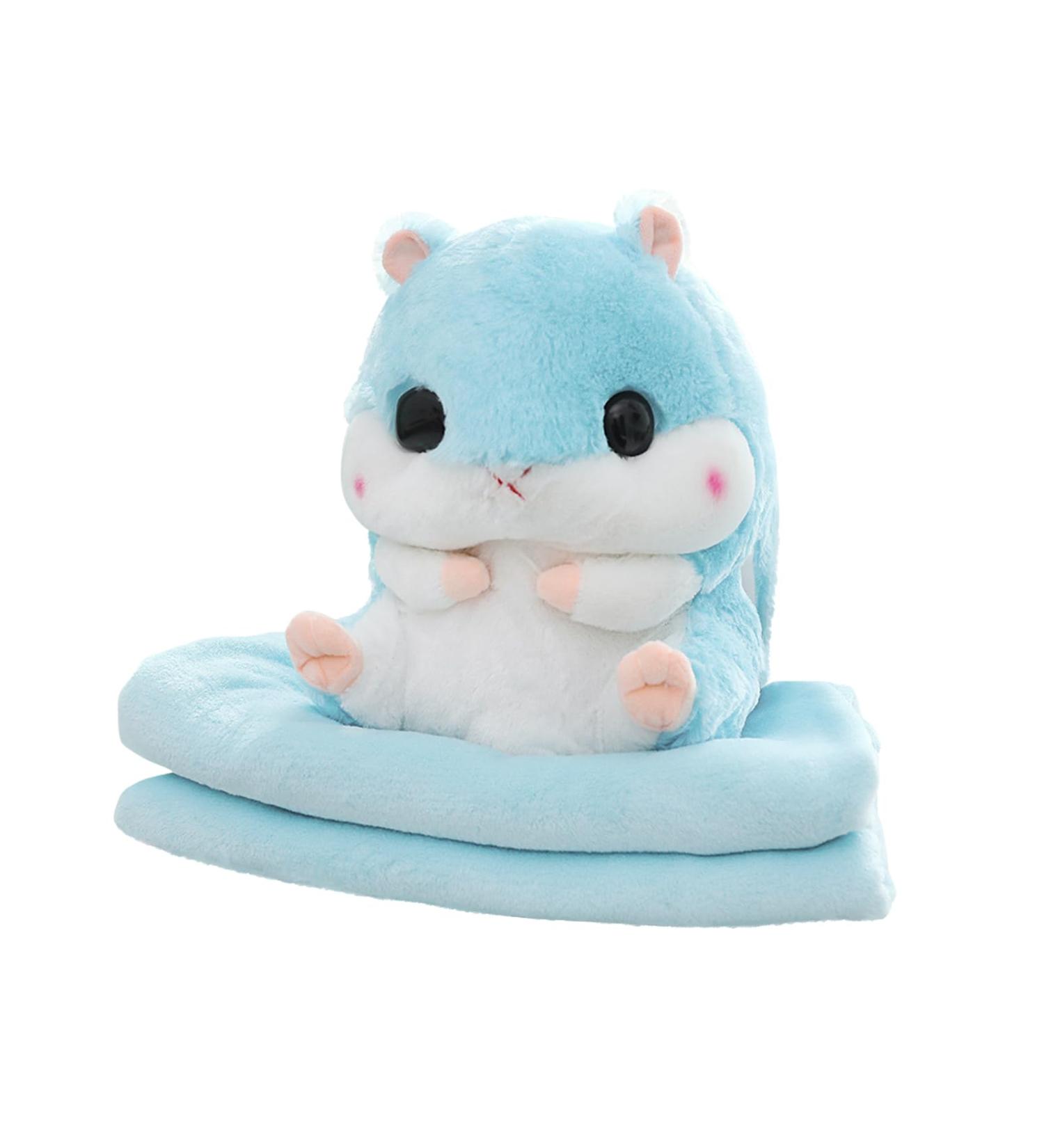 Muziri Kinokoo Hamster Plush Pillow Blanket - Soft Nap Blanket & Toy Blanket in Blue - Buy Online on SooperMarket.com