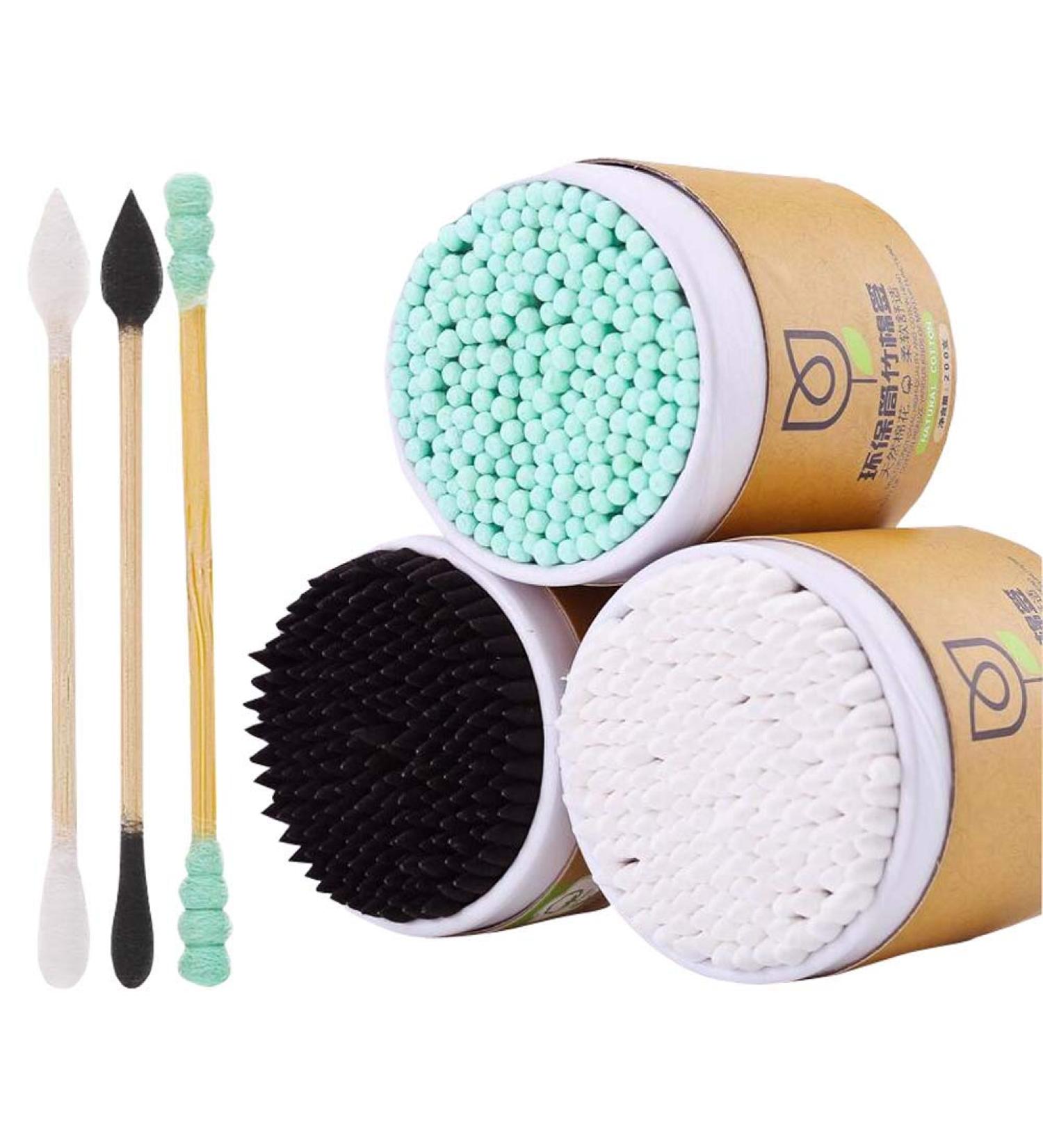 600 Counts Cotton Swabs Natural Double Tipped Organic Cruelty Free Ear Buds D05