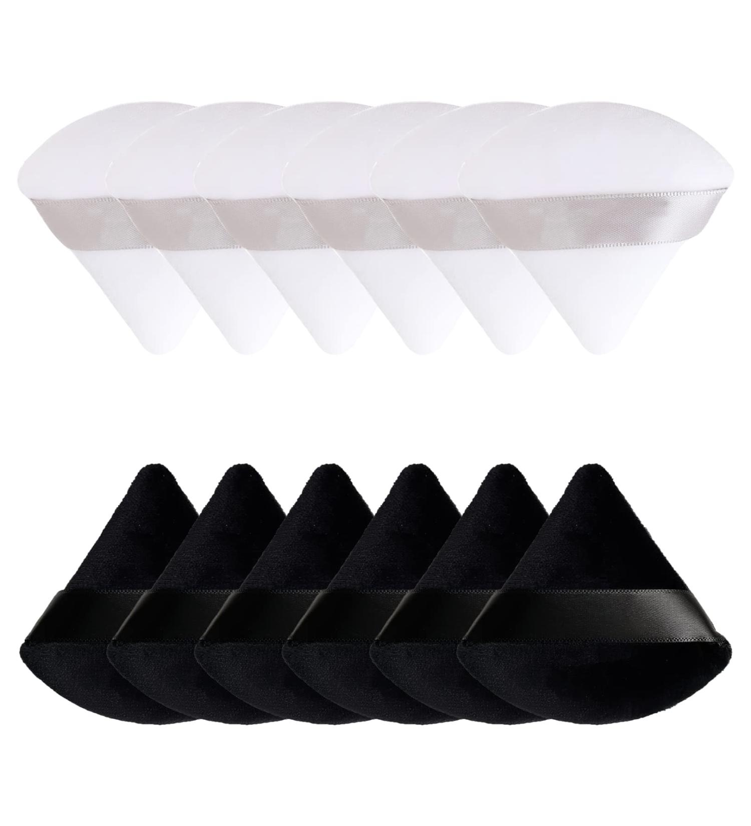 12 Pcs Powder Puff Makeup Puff Triangle Powder Puff Soft Powder Sponge Reusable Makeup Triangle Sponges with Strap for Loose Powder Body Cosmetic Foundation Wet Dry Makeup Tool Black and White - Buy Online on SooperMarket.com