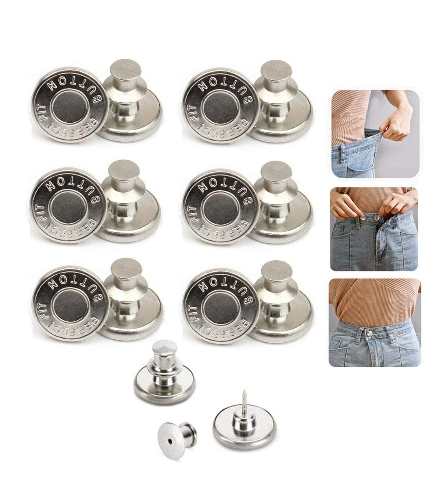 6PCS Perfect Fit Instant Button  Instant Buttons  Jean Replacement Buttons Removable Button No Sew Buttons to Extend or Reduce an Inch to Any Pants Waist in Seconds! 6PCS 6pcs-g - Buy Online on SooperMarket.com