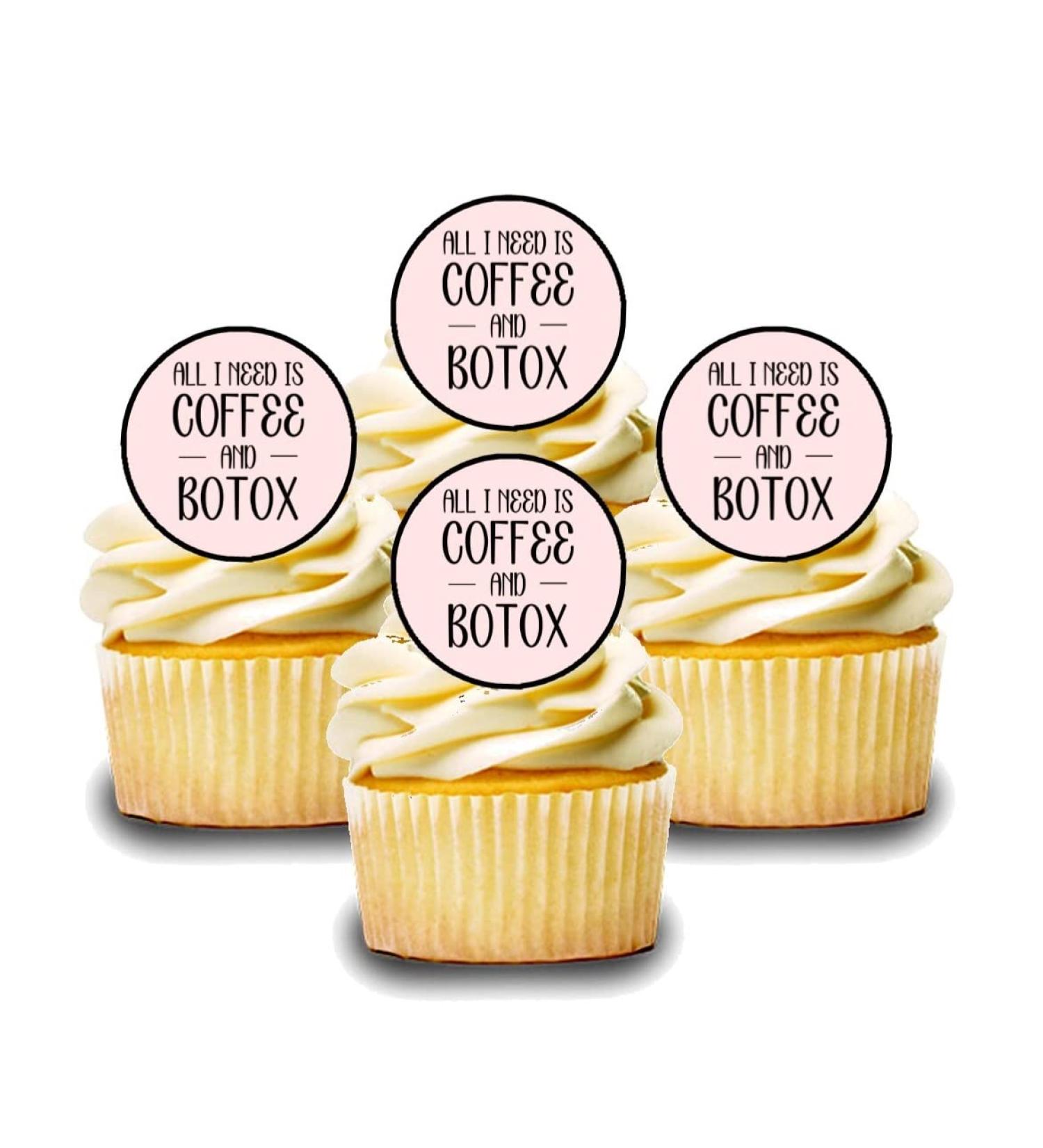 24 Coffee Cupcake Toppers All I Need Is Coffee & Wrinkle Free Theme Edible Premium Thickness SWEETENED Vanilla Wafer Rice Paper Discs Cake Decorations - Buy Online on SooperMarket.com