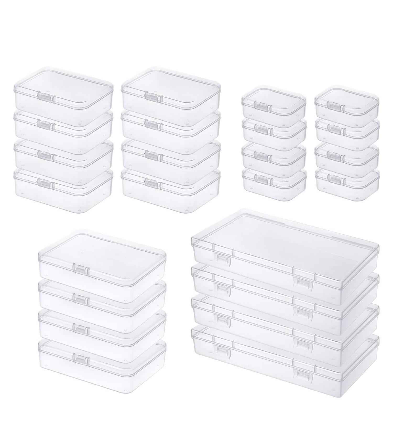 Goodma 24-Piece Rectangular Mini Clear Plastic Storage Box Set for Small Items and Crafts - Buy Online on SooperMarket.com