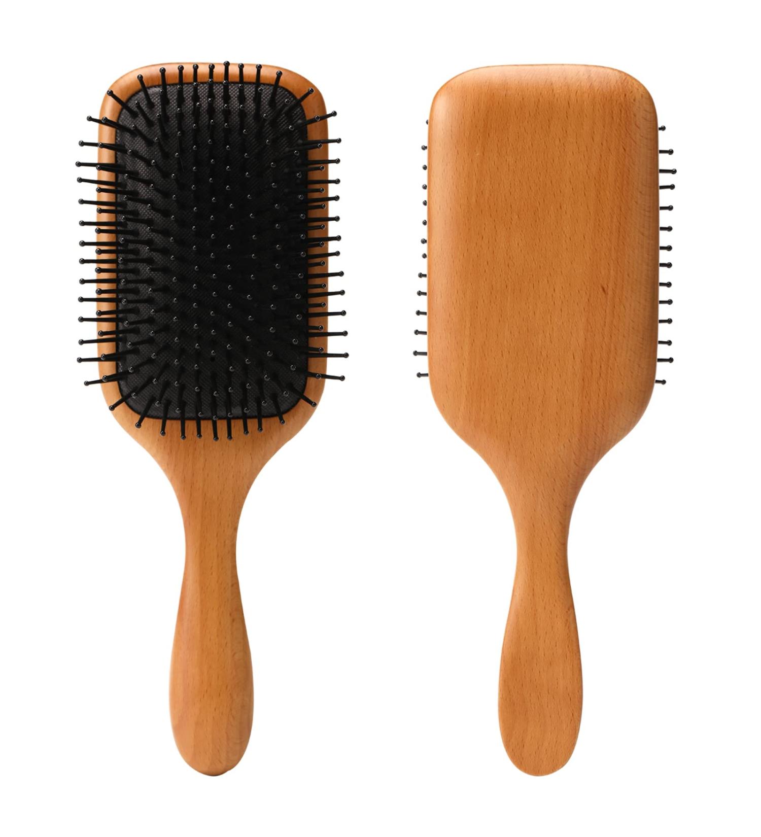 olelo Natural Wooden Paddle Hair Brush - Eco-Friendly Beech Scalp Massage Brush for Thick, Curly, Thin, Long, Short, Wet or Dry Hair - Square Black - Women, Men, Kids - 1 Count - Buy Online on SooperMarket.com