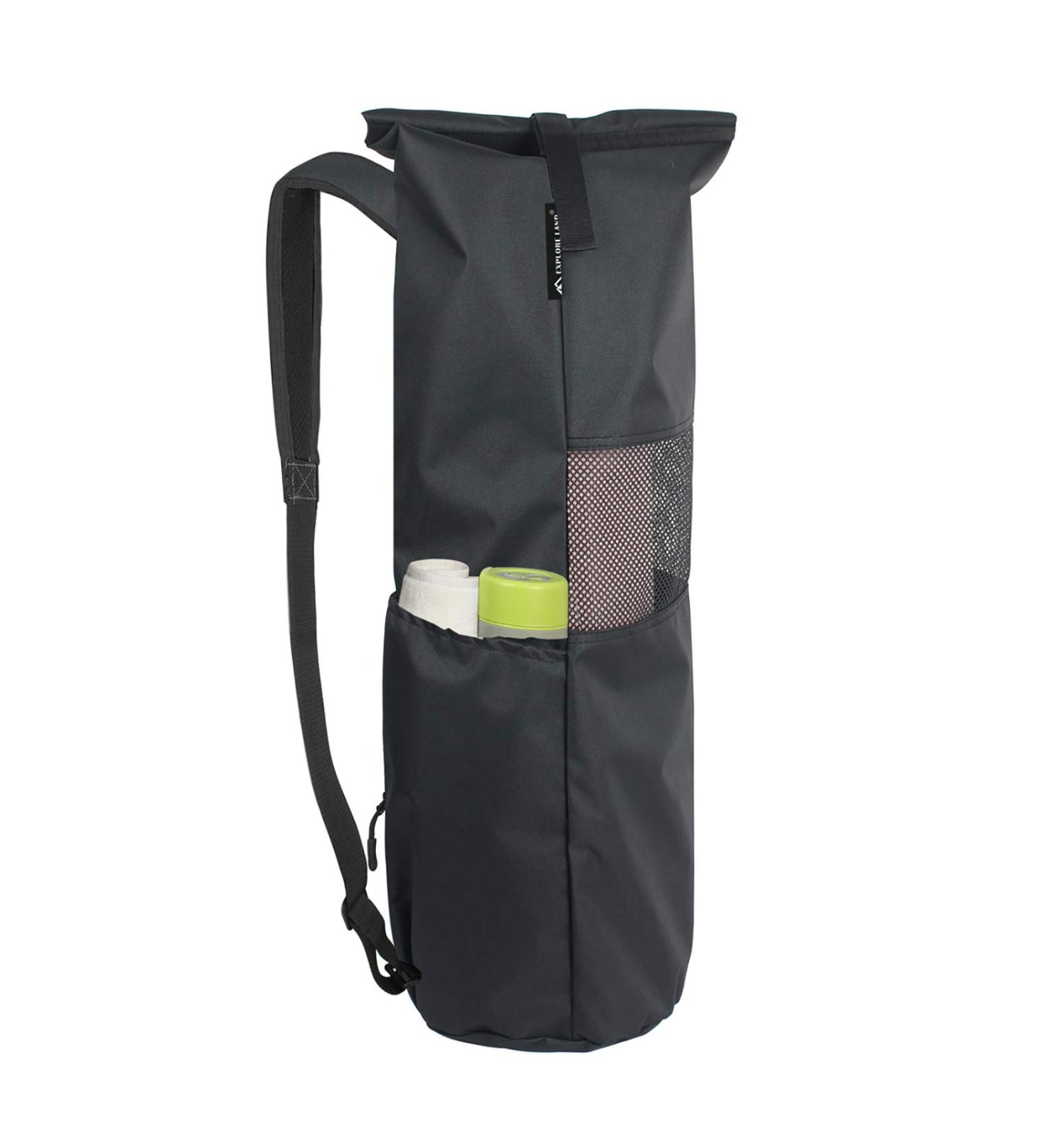 Explore Land Oxford Yoga Mat Storage Bag with Breathable Window and Large Pocket - Fits 1/2 Inch Yoga Mat - Black - Buy Online on SooperMarket.com