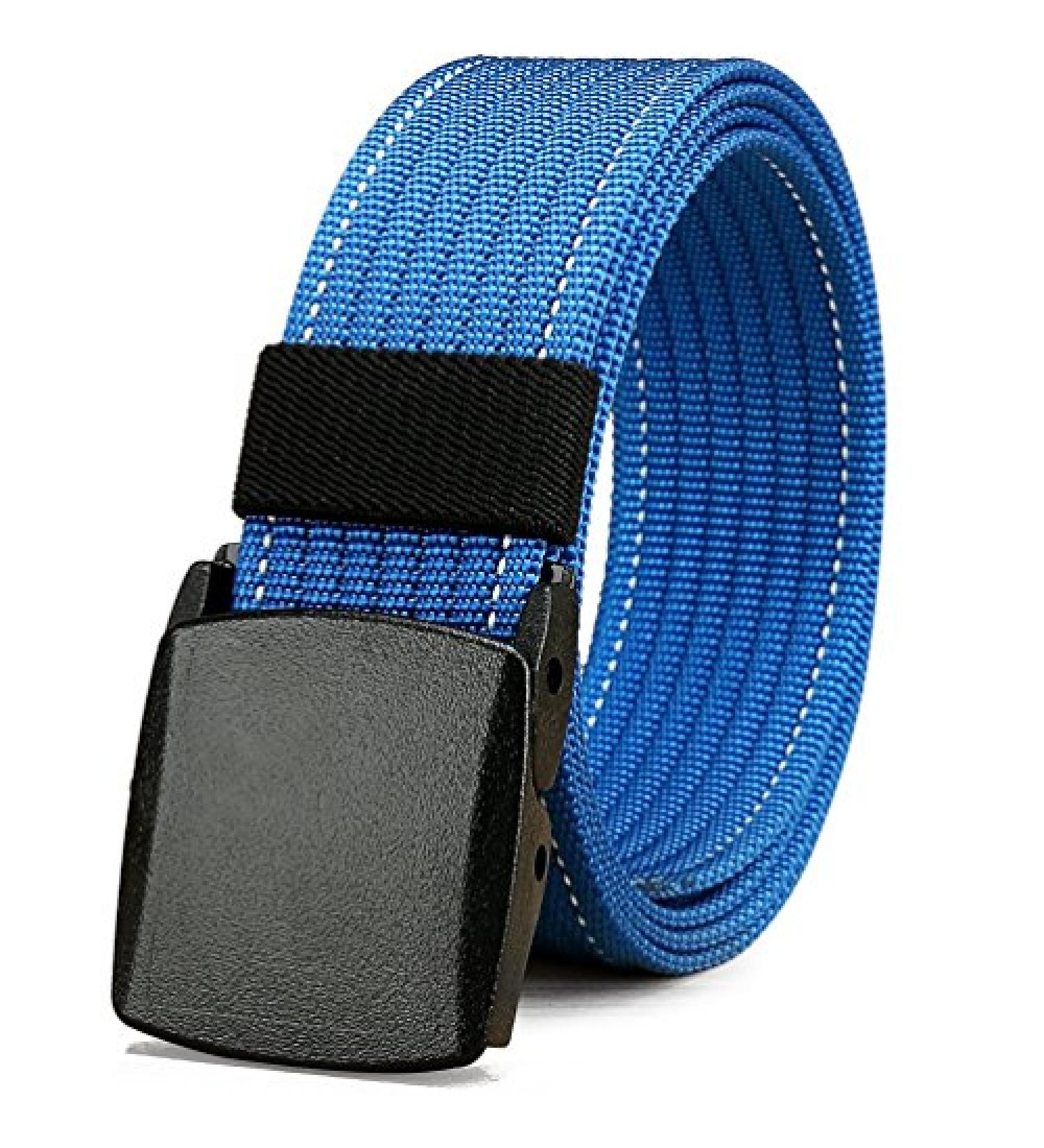 LionVII Men's Adjustable Breathable Belt with Plastic Buckle - Blue, Trim-to-Fit, 27-46 - Buy Online on SooperMarket.com