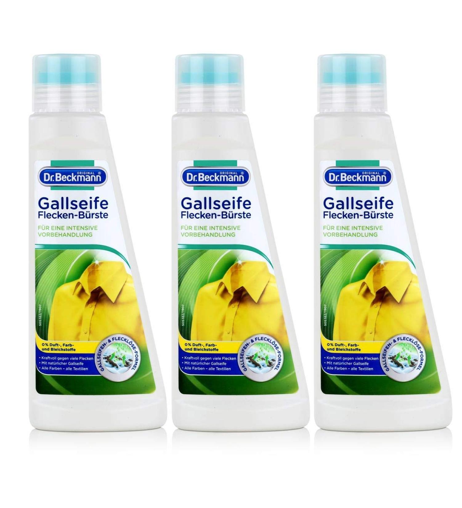 Dr. Beckmann Gall Soap Stain Brush 3-Pack (250ml each) - Natural Gall Soap & Soft Brush for Effective Stain Removal - Buy Online on SooperMarket.com
