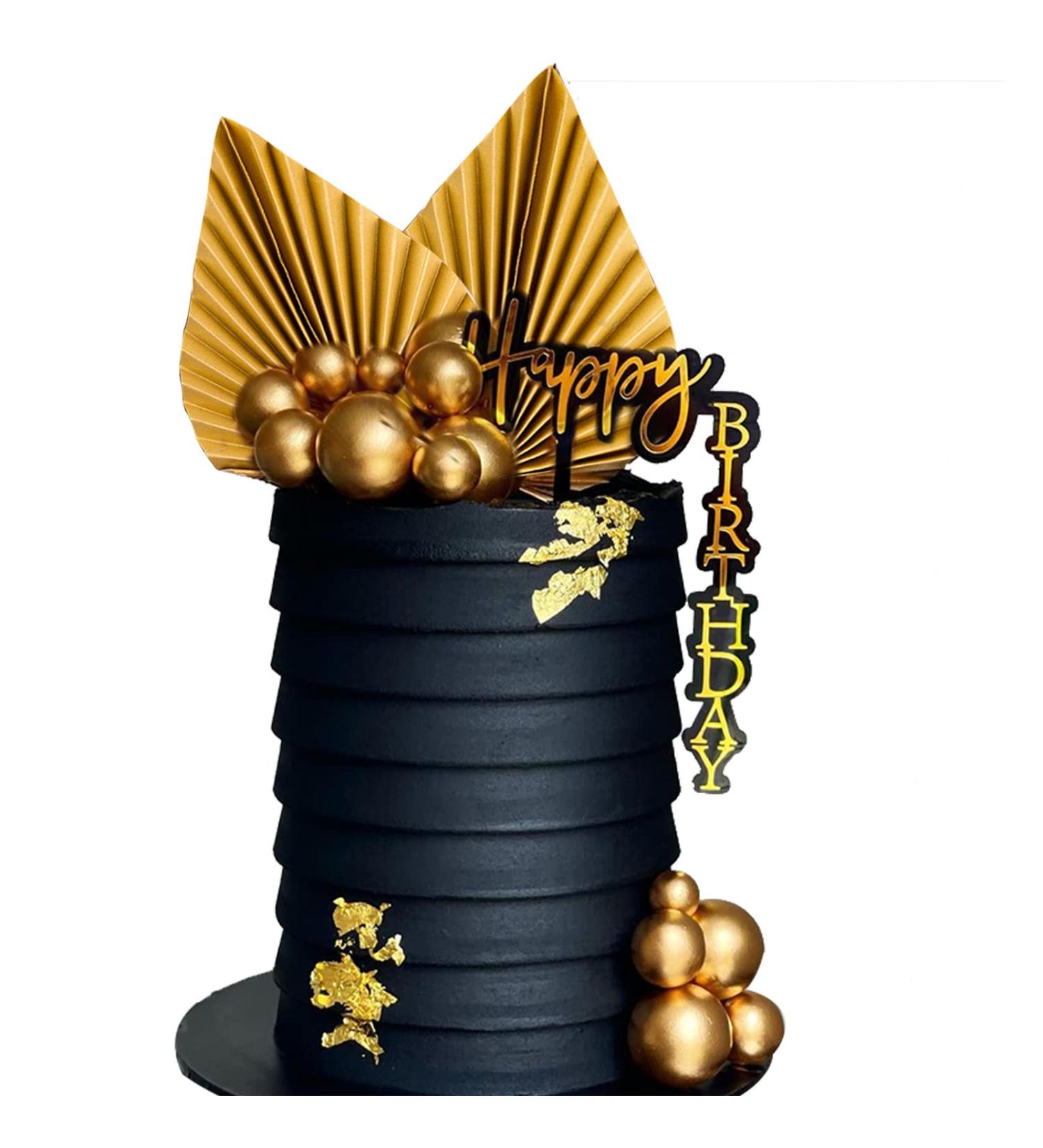 23-Piece Gold Palm Leaves Birthday Cake Topper Set for Party Decoration - Buy Online on SooperMarket.com