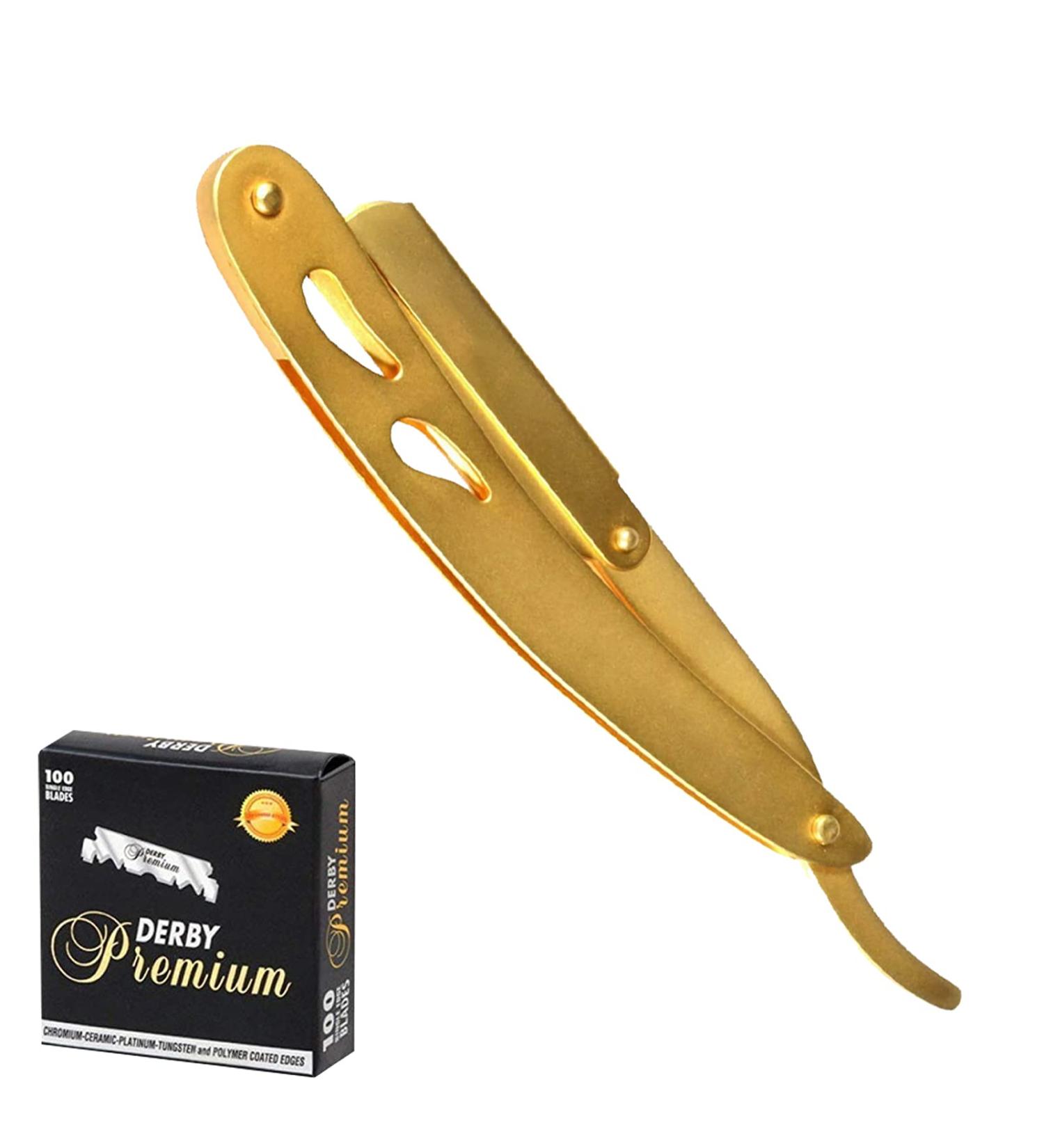 Professional Straight Edge Razor for Men + 100-Pack Derby Blades | Single Blade Shaving Razor - Buy Online on SooperMarket.com