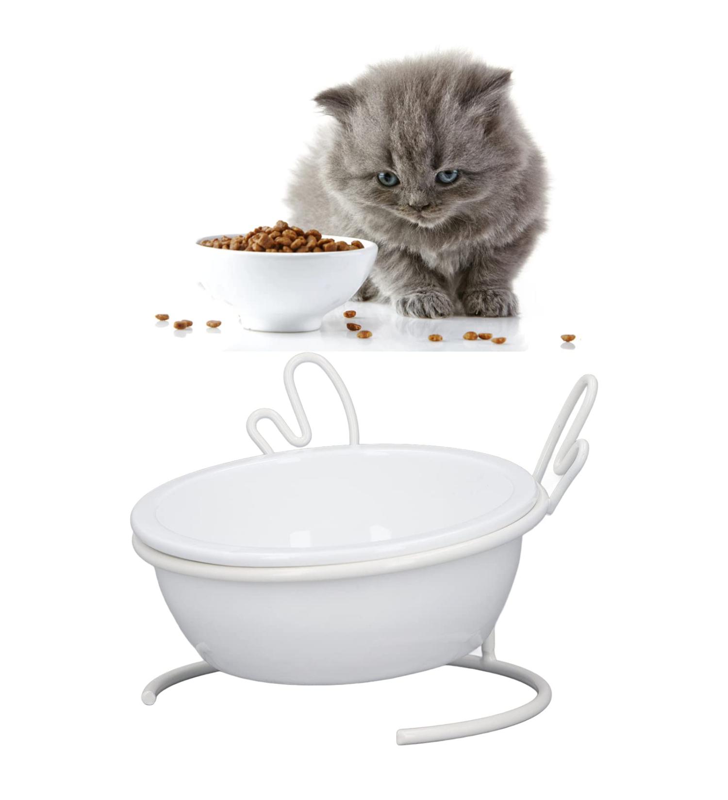 Elevate Your Pet's Dining: Ceramic Dog & Cat Bowls with Metal Frame - Prevents Vomiting & Slipping - Buy Online on SooperMarket.com