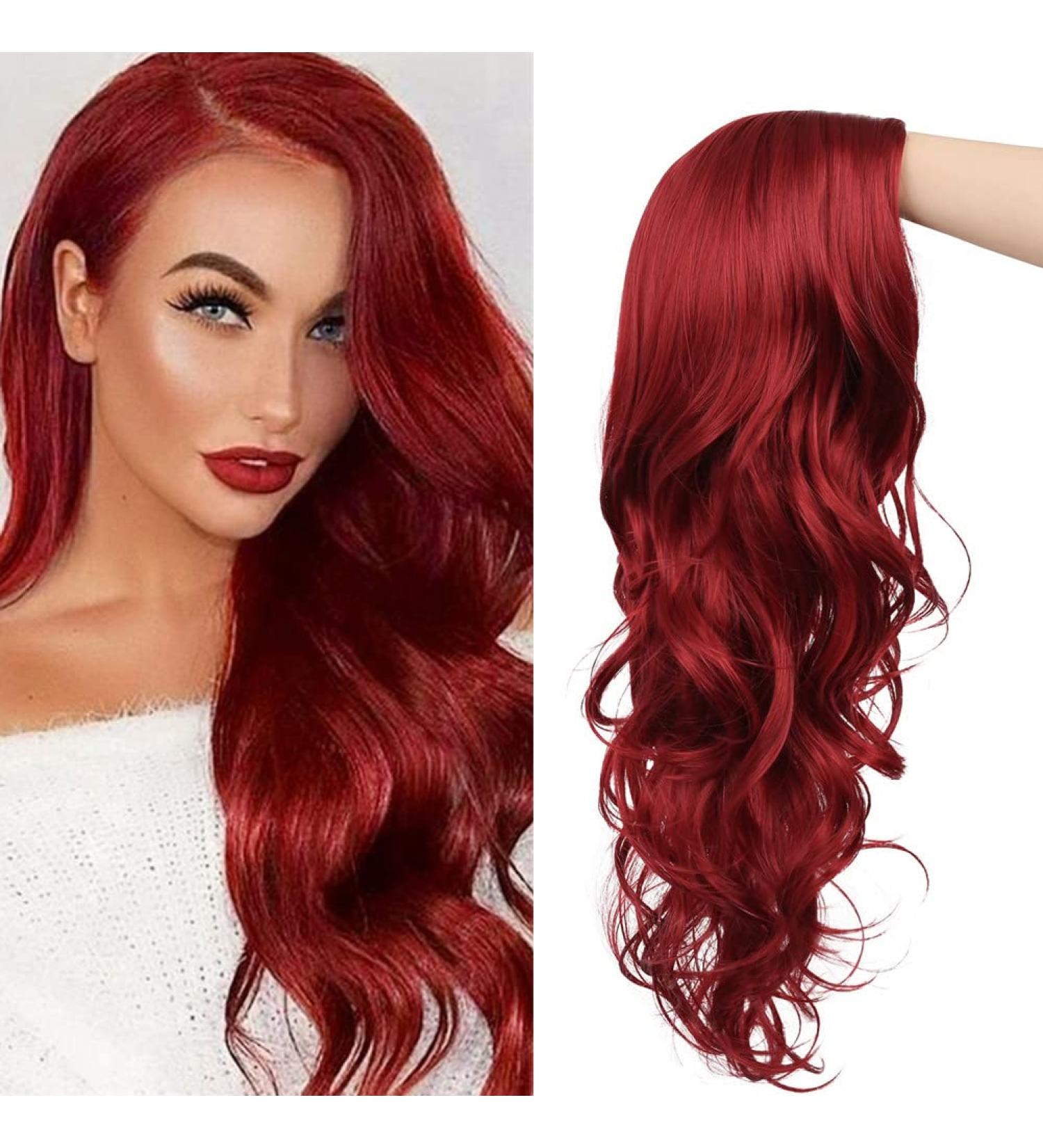 Tseses Red Long Curly Wavy Wig for Women - Cosplay & Halloween Synthetic Fiber - Buy Online on SooperMarket.com