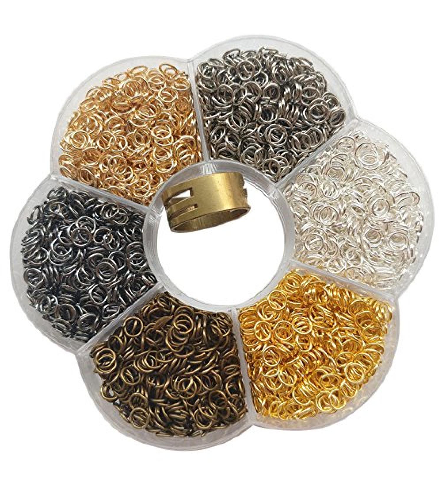 Chenkou Craft 3000pcs Small Open Jump Rings Kit - 6 Colors for Jewelry Making with Jump Ring Tool and Storage Box - 5mm - Buy Online on SooperMarket.com