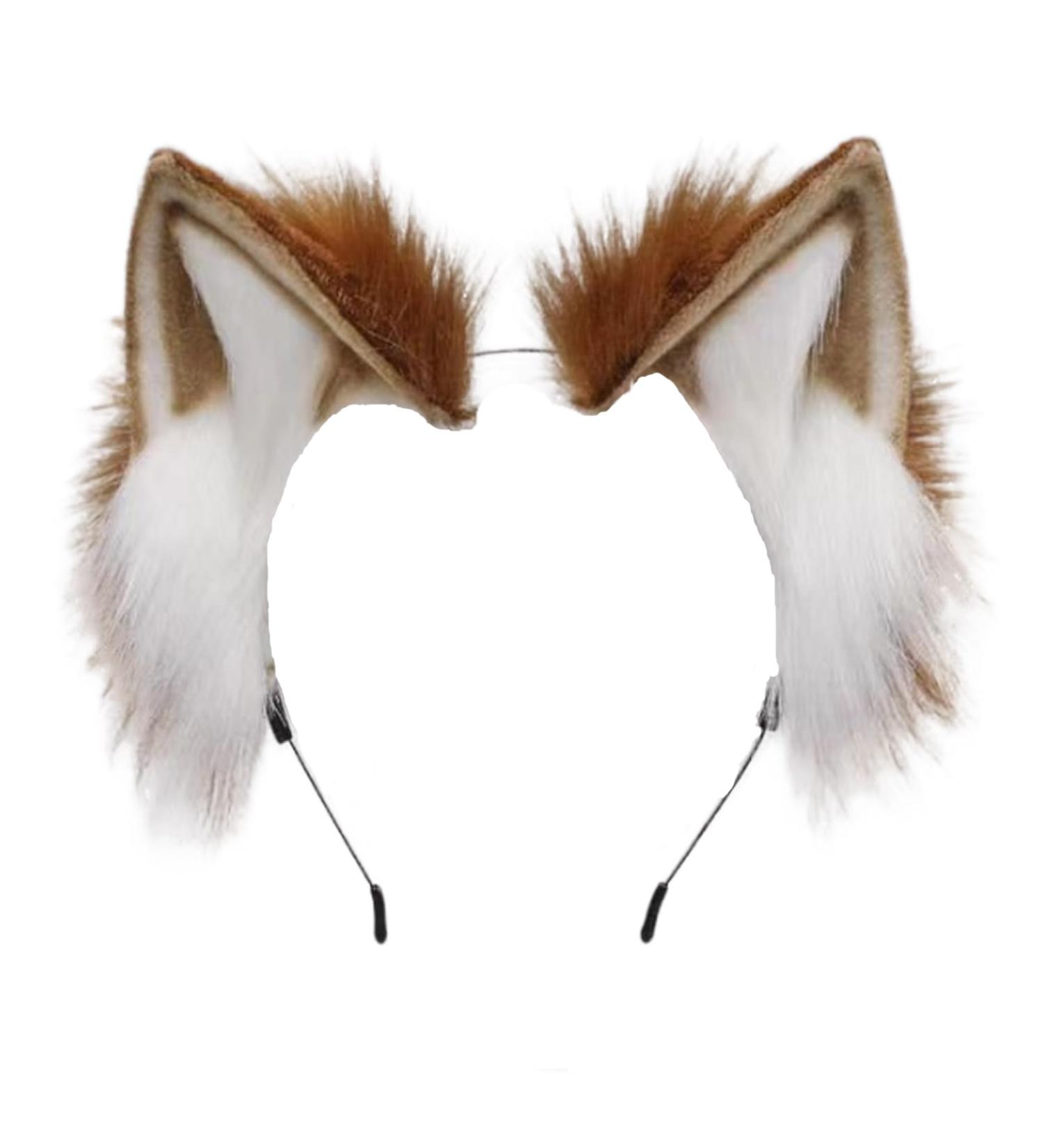 Mystiqut 1Pc Handmade Faux Fur Animal Ear Headband Fox Wolf Ears Headband Halloween Christmas Cosplay Party Costume Accessories Fluffy Wolf Fox Cat Ears Headband Costume Hair Hoop - Buy Online on SooperMarket.com