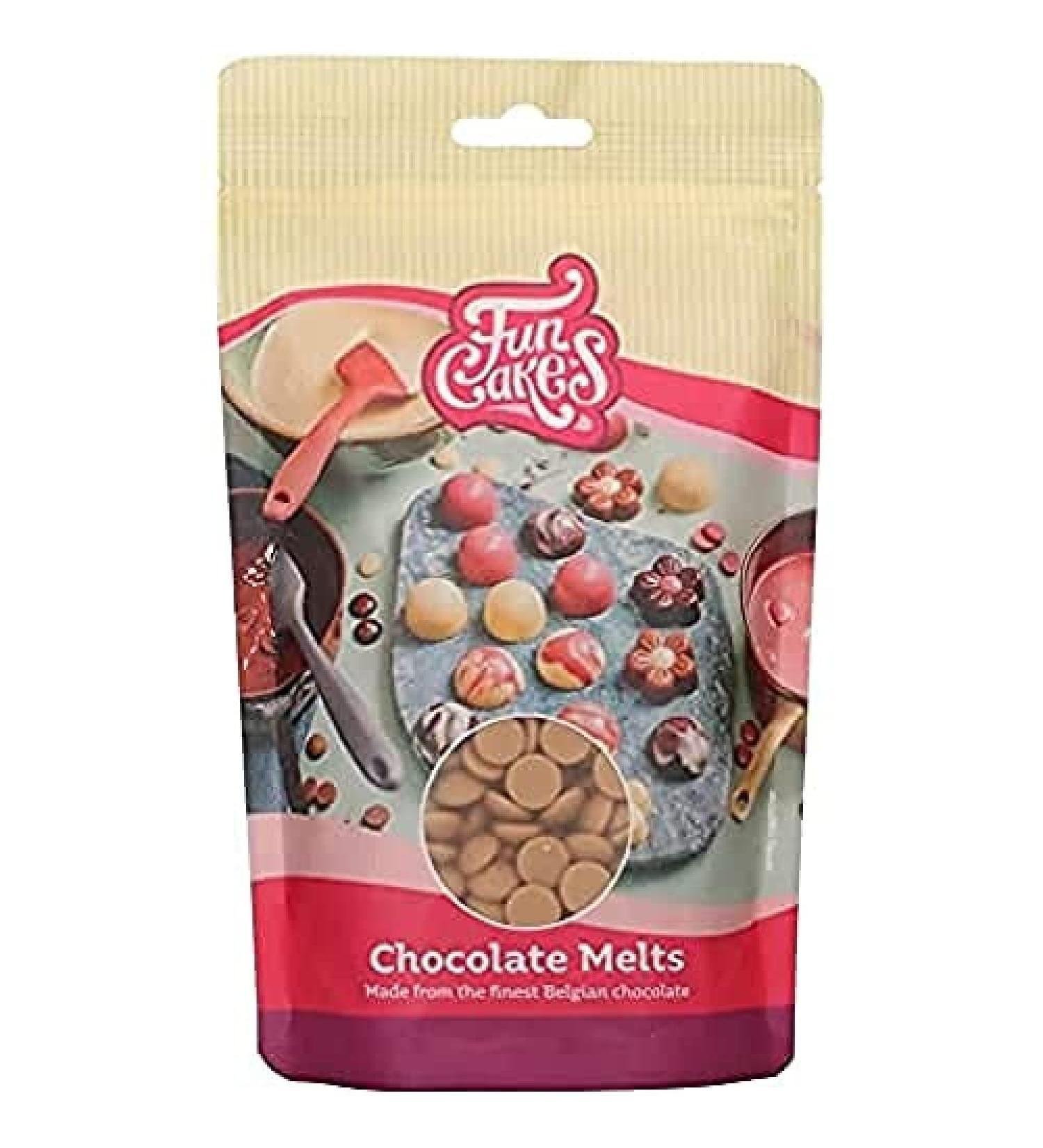 FunCakes Chocolate Melts Gold: Melting Chocolate to Make Sweet Bonbons Drips Glaze Cake Decorations Drizzles. Easy Melting in Microwave or Au Bain-Marie Halal. 250g. - Buy Online on SooperMarket.com
