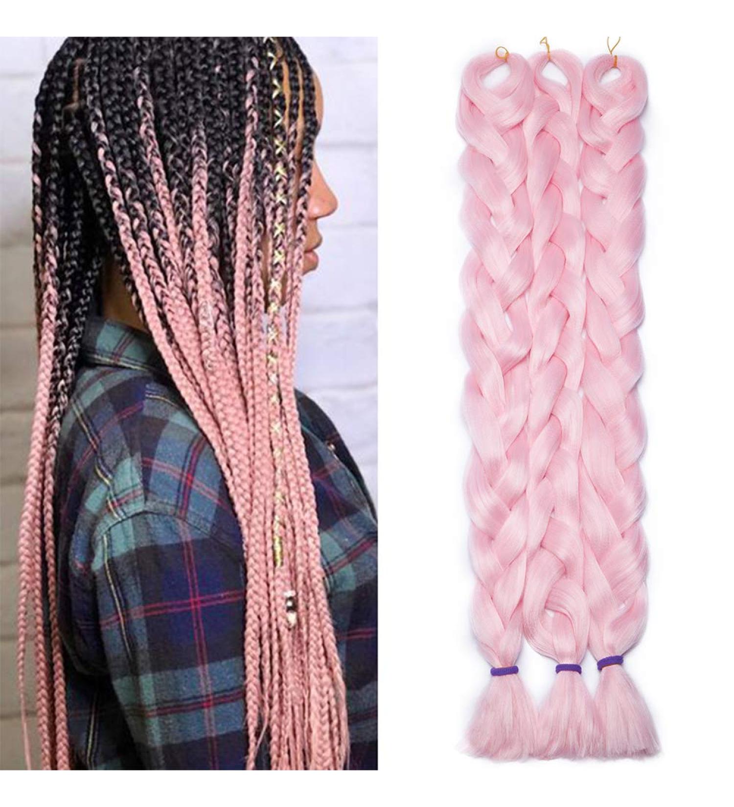 Tess 41 Jumbo Braids - Synthetic Crochet Hair Extensions 3PCs 165g - Pink 104cm - International Shipping Available - Buy Online on SooperMarket.com