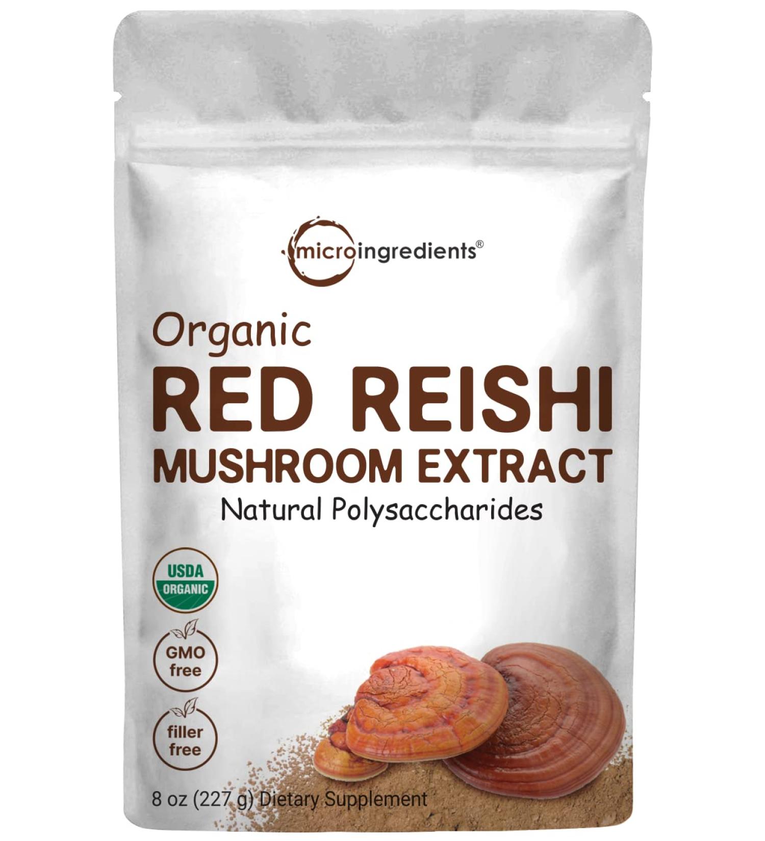 Organic Reishi Mushroom Powder 8oz | 100:1 Extract, 30% Polysaccharides | Immune System Support & Antioxidant | US Grown & Sustainably Sourced - Buy Online on SooperMarket.com