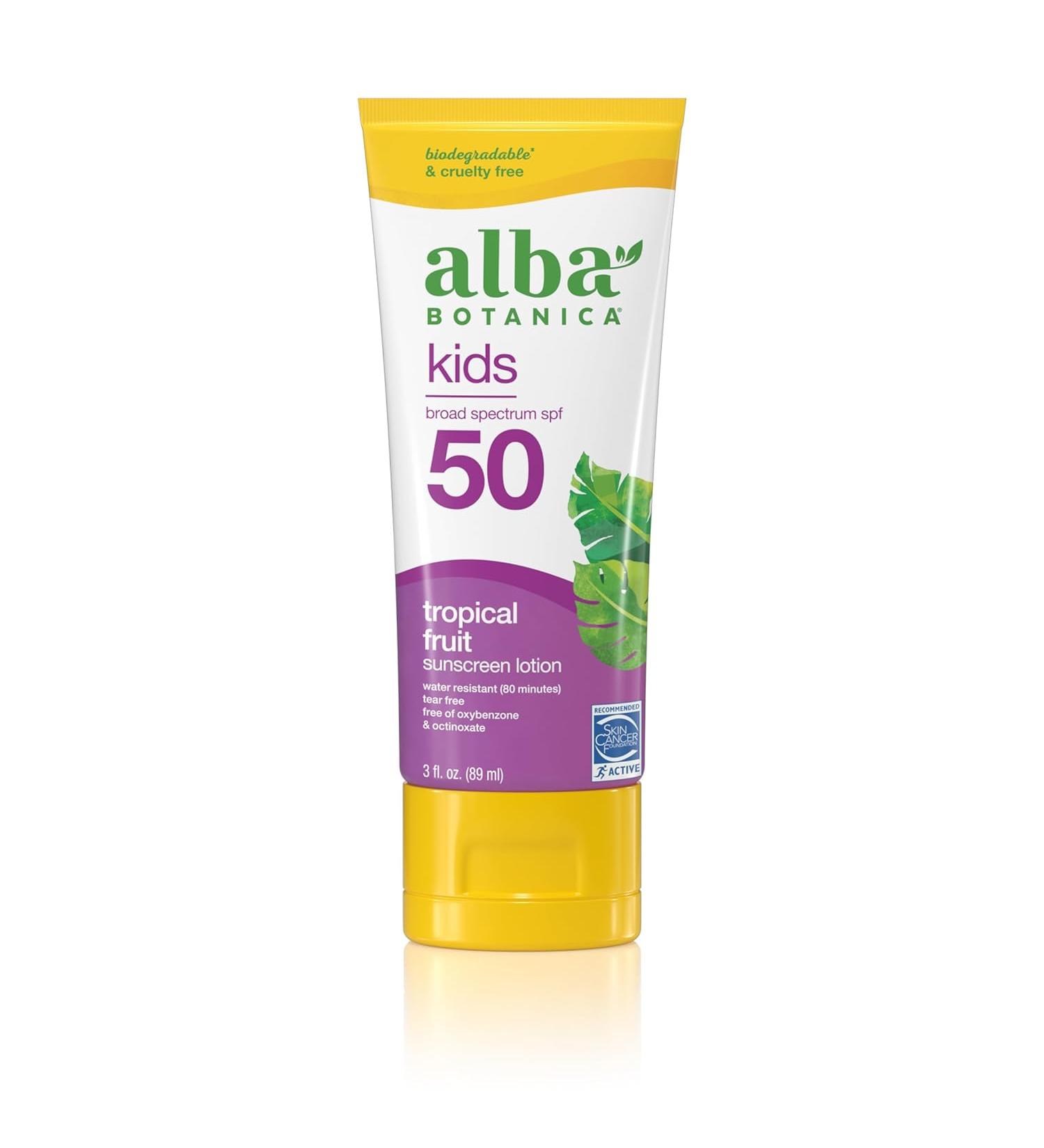 Alba Botanica Kids Sunscreen for Face and Body - SPF 50 - Tropical Fruit - 3 Fl Oz. - Buy Online on SooperMarket.com