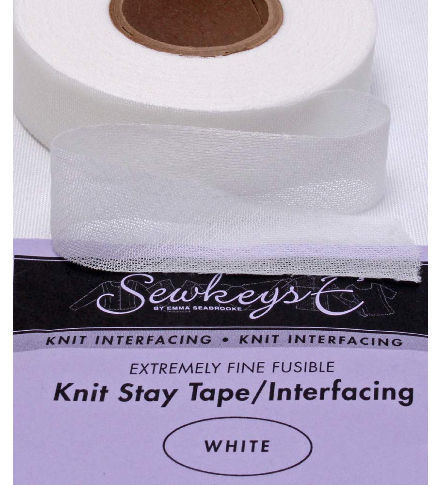 White - 1 Fusible Knit Stay Tape - 1 X 25 Yards SewkeysE Extremely Fine Knit Interfacing Sold by The 25 Yard Roll (KST1-WH) M494.08