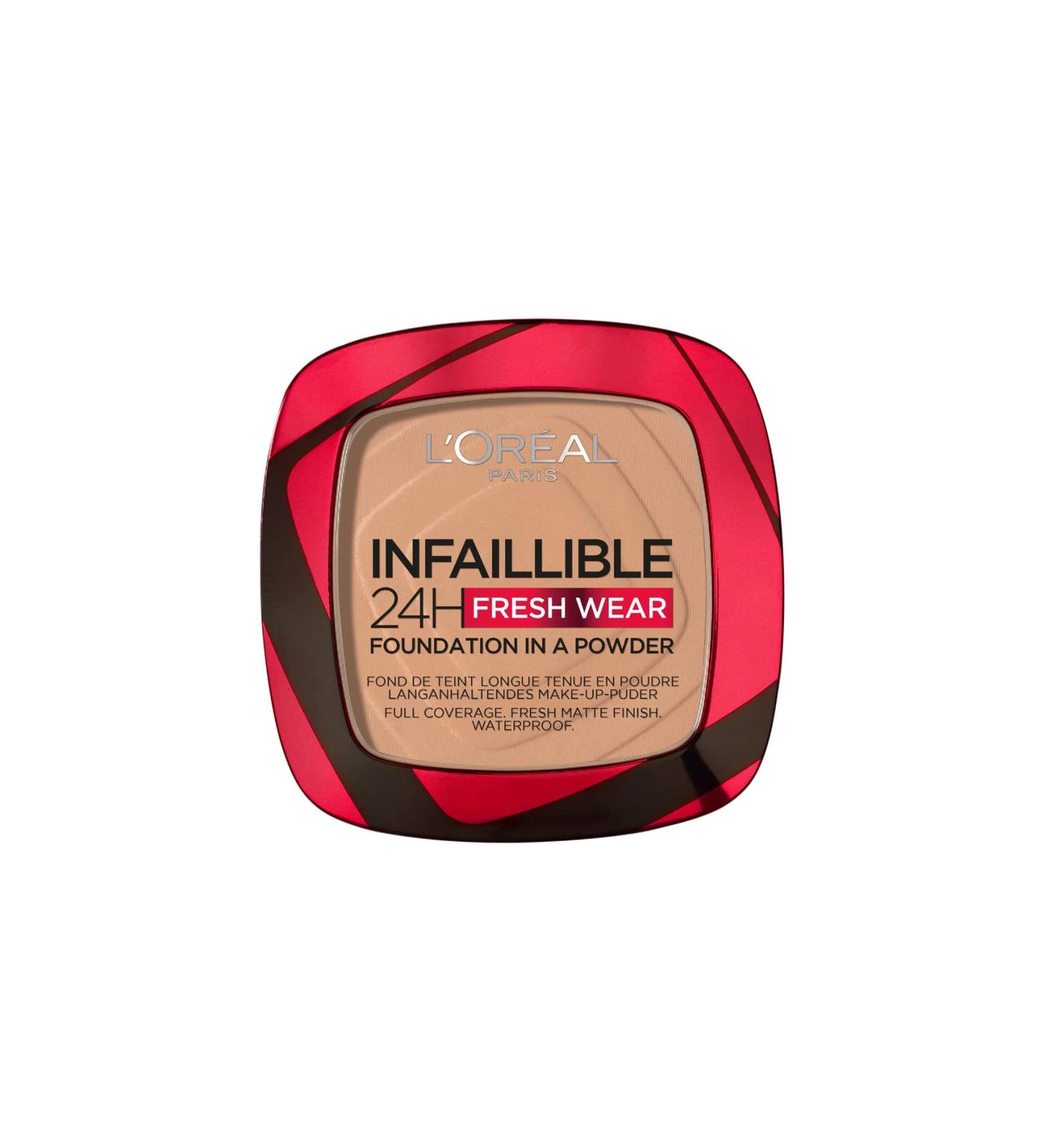 L'Or al Paris Infallible 24H Fresh Wear Powder Foundation in 220 Sand - Full Coverage, Longwear, Weightless Formula - Waterproof and Transfer-proof - 9g - Buy Online on SooperMarket.com