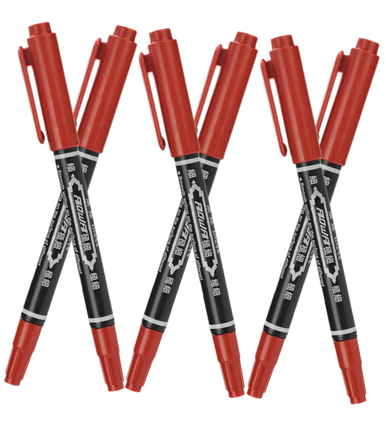 Beavorty 6pcs White Eyebrow Mapping Pencil Makeup Marker Pens Cosmetic Liner Leather Pen 13.9x1.8cm Red - Buy Online on SooperMarket.com