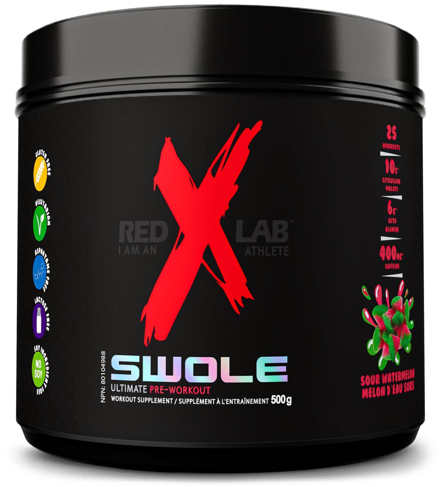 Red X Lab Swole Pre-Workout Powder Pumps & Strength Extreme Intensity Hyper Concentrate Citrulline Malate 2:1 Beta Alanine For Men & Women 25 Servings (Sour Watermelon 500g) Sour Watermelon 500 gram - Buy Online on SooperMarket.com