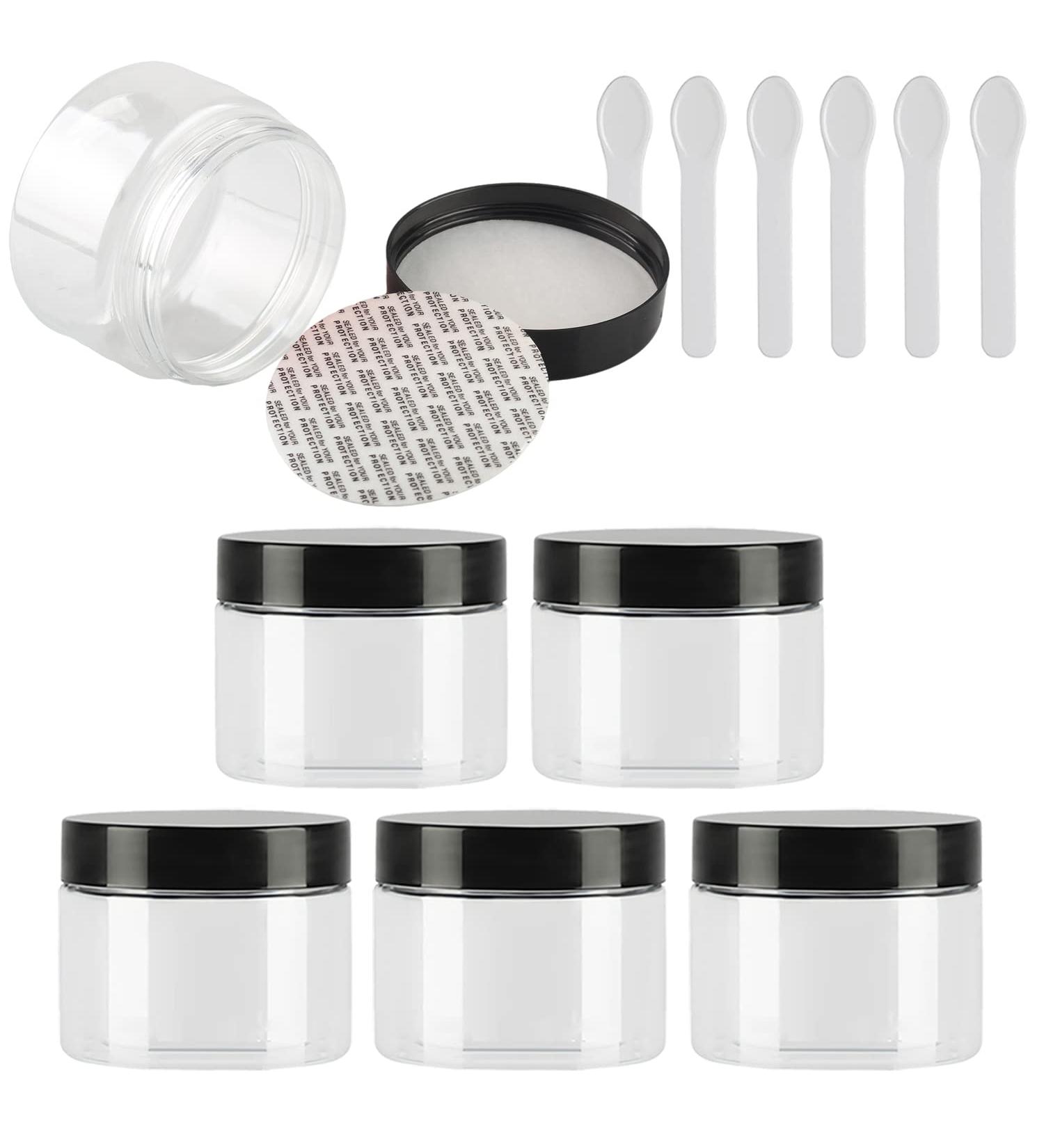 Buy Tianzd 6-Pack 150ml Transparent Plastic Cream Can - Black Lid & Spatulas | Ideal Cosmetic Containers for International Shipping - Buy Online on SooperMarket.com