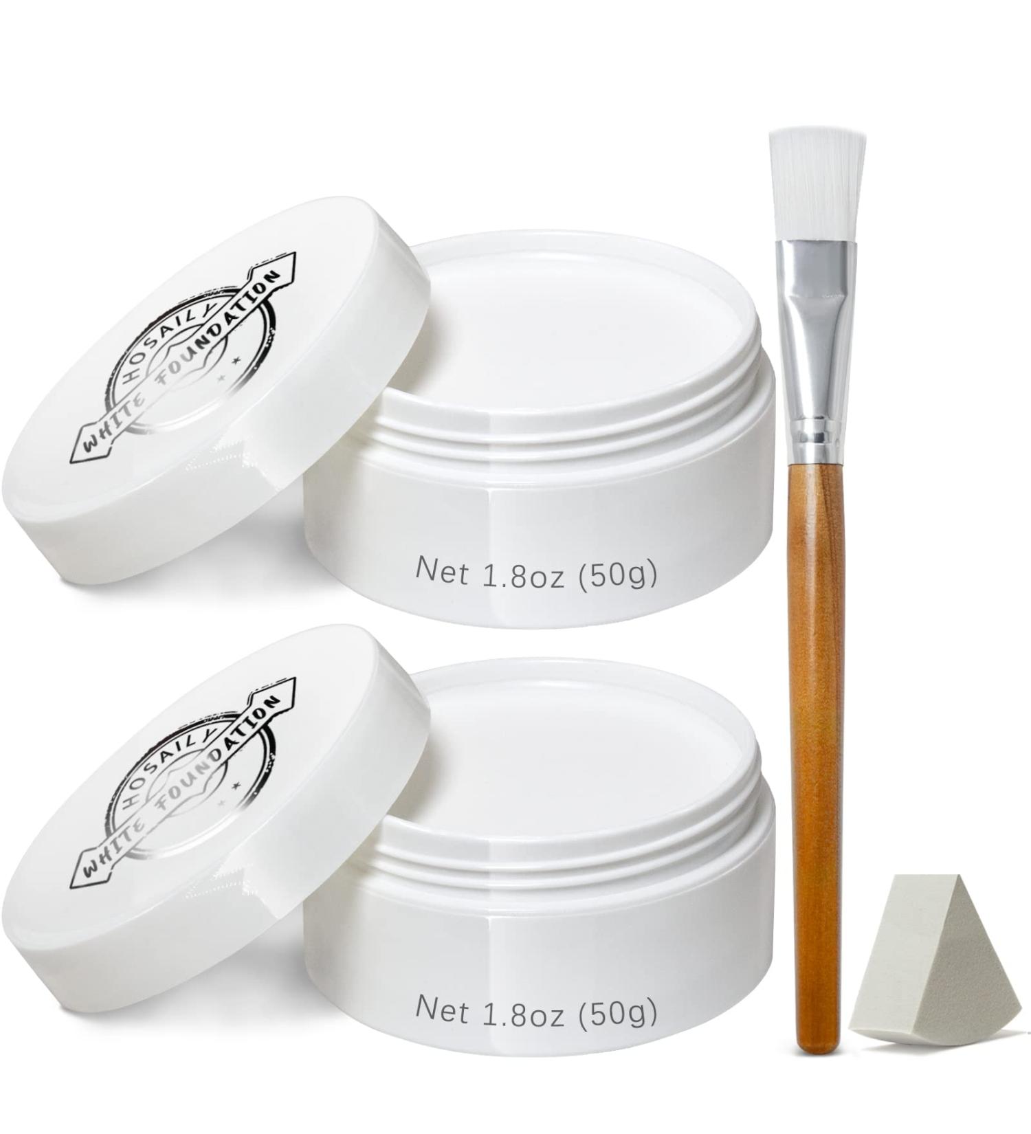Clown White Face Paint Makeup Kit - Professional 100g Foundation Cream for Halloween & Special Effects - Includes Brush & Sponge - Buy Online on SooperMarket.com